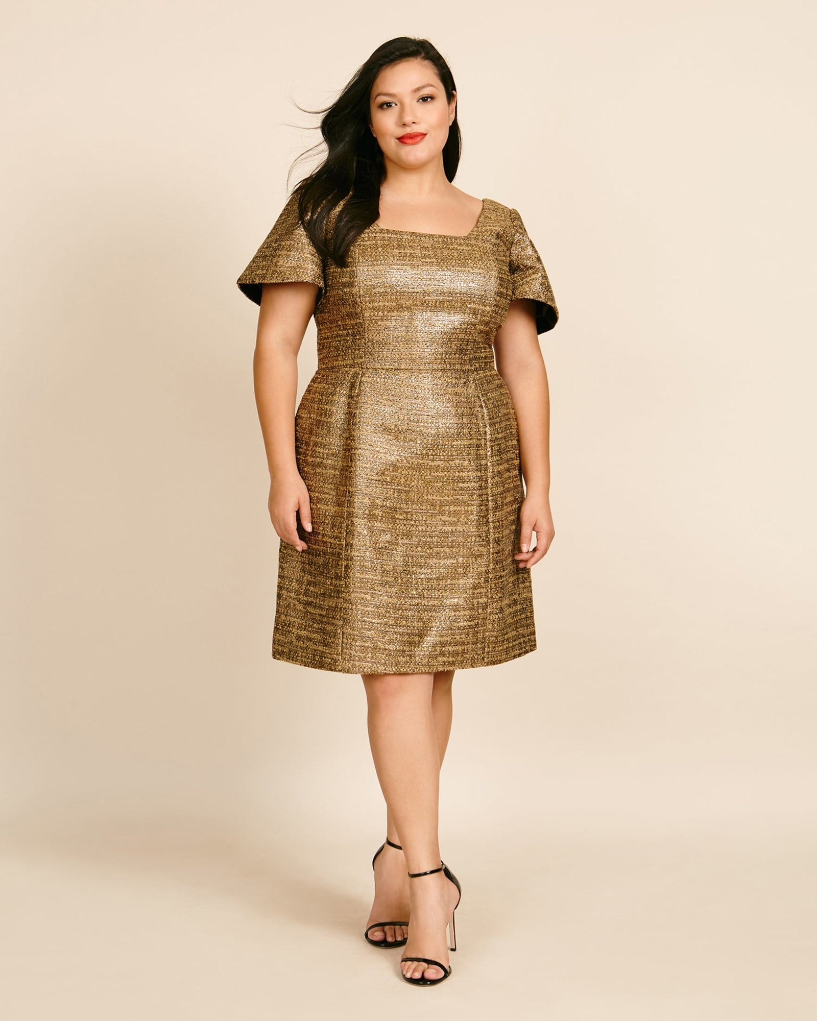 Plus size gold store dress for wedding