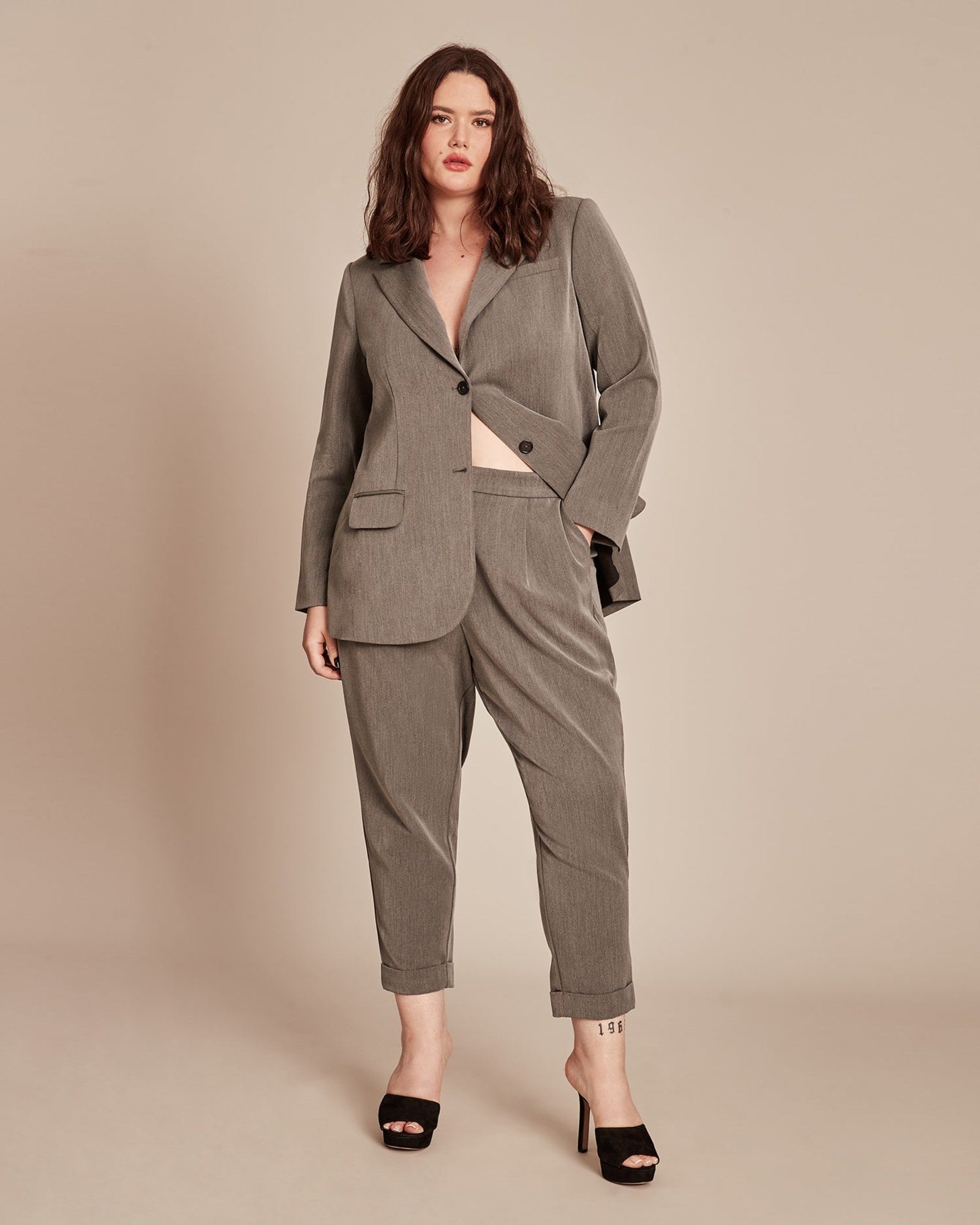 Melange, Tie Front Tapered Trousers