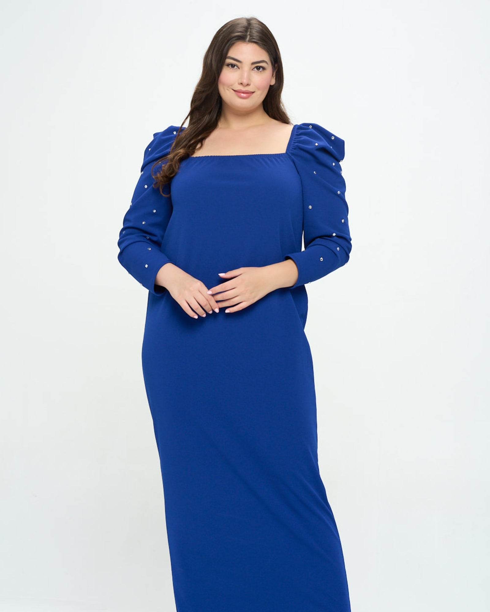 Evangeline Rhinestone Sleeve Dress | Royal