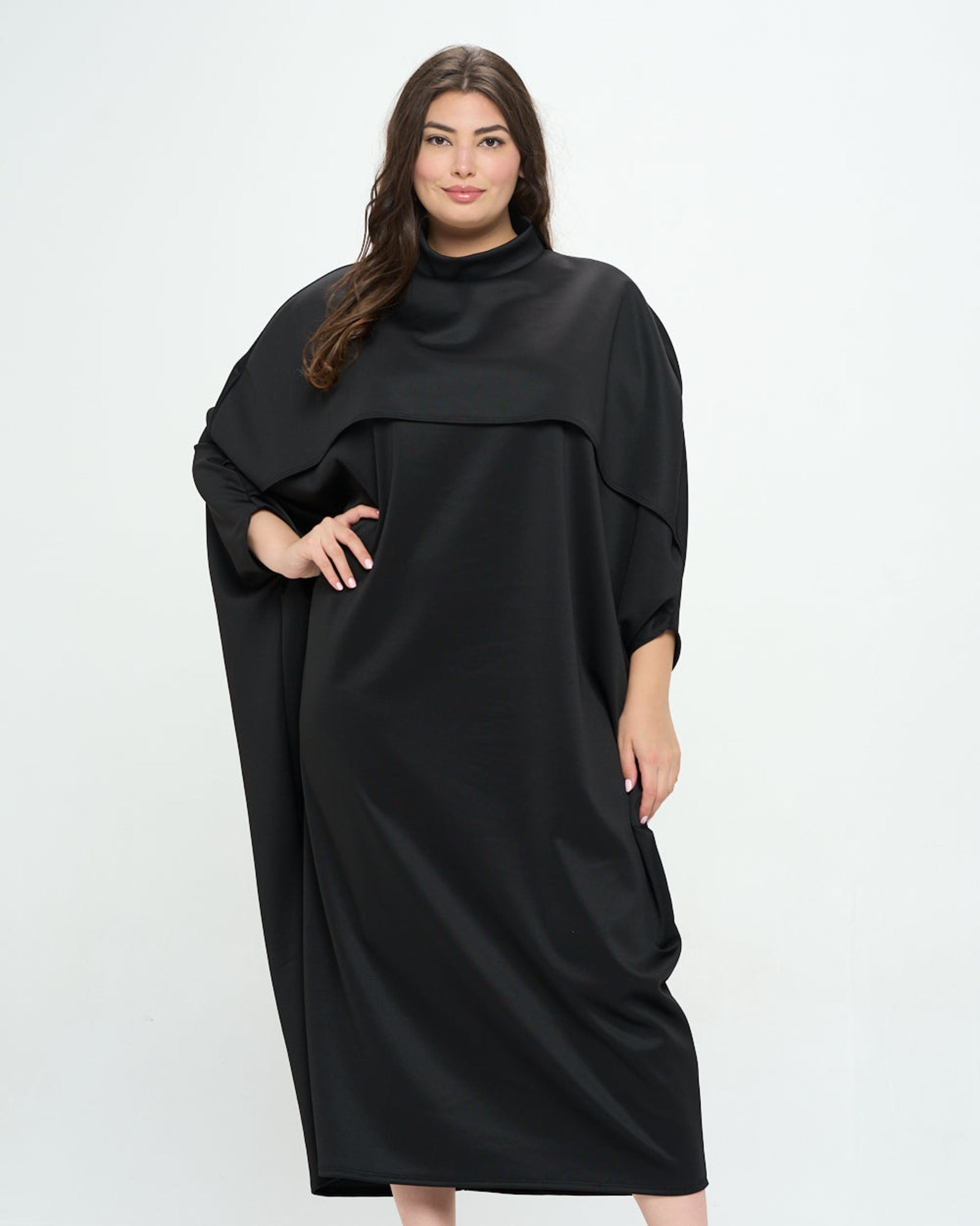 Potter Cape Kaftan Midi Dress | Black