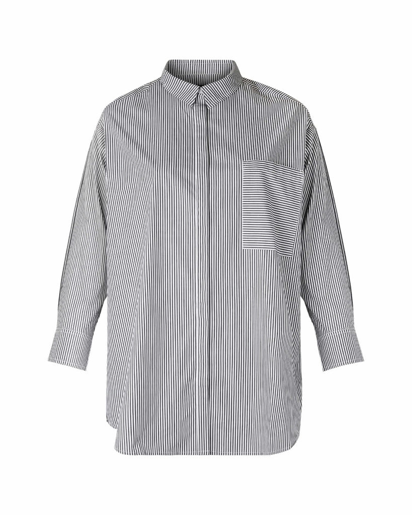 Plus Size Maeve Oversized Button-Up Shirt | Black / White