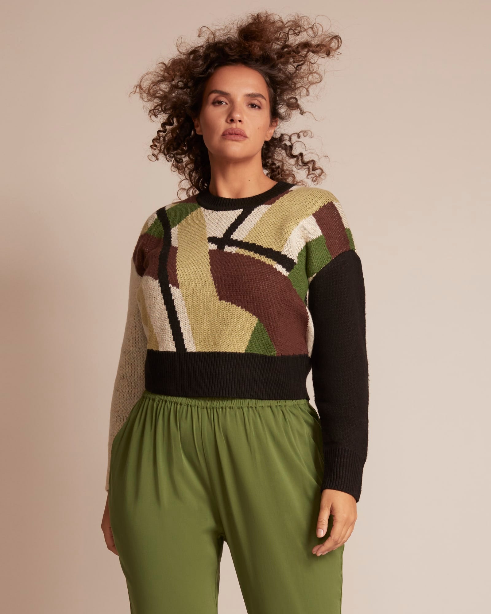 Alexis Sweater | Light Green / Brown