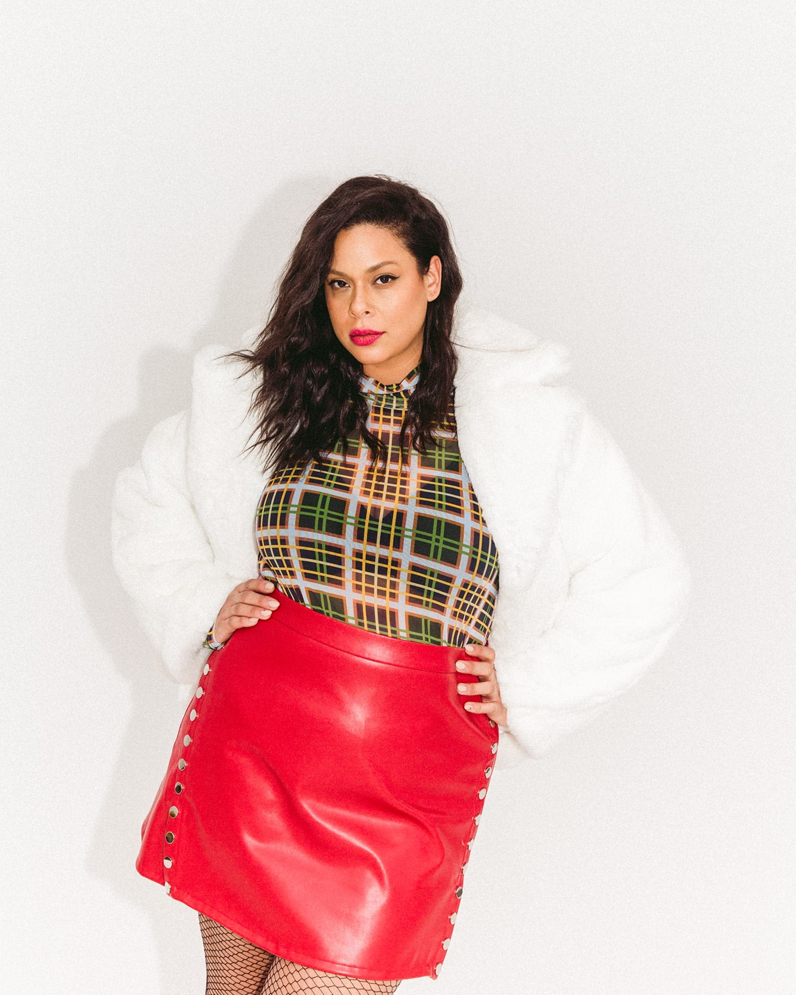Plus Size Red Leather Skirt