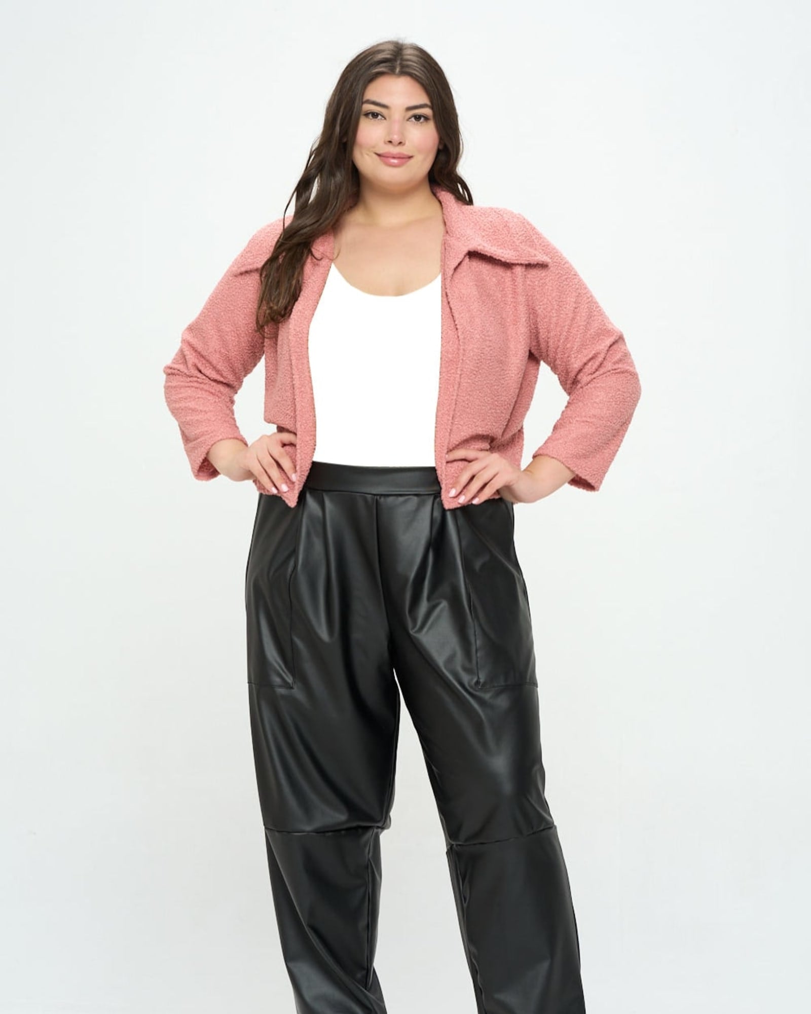 Erica Shearling Crop Jacket | Pink