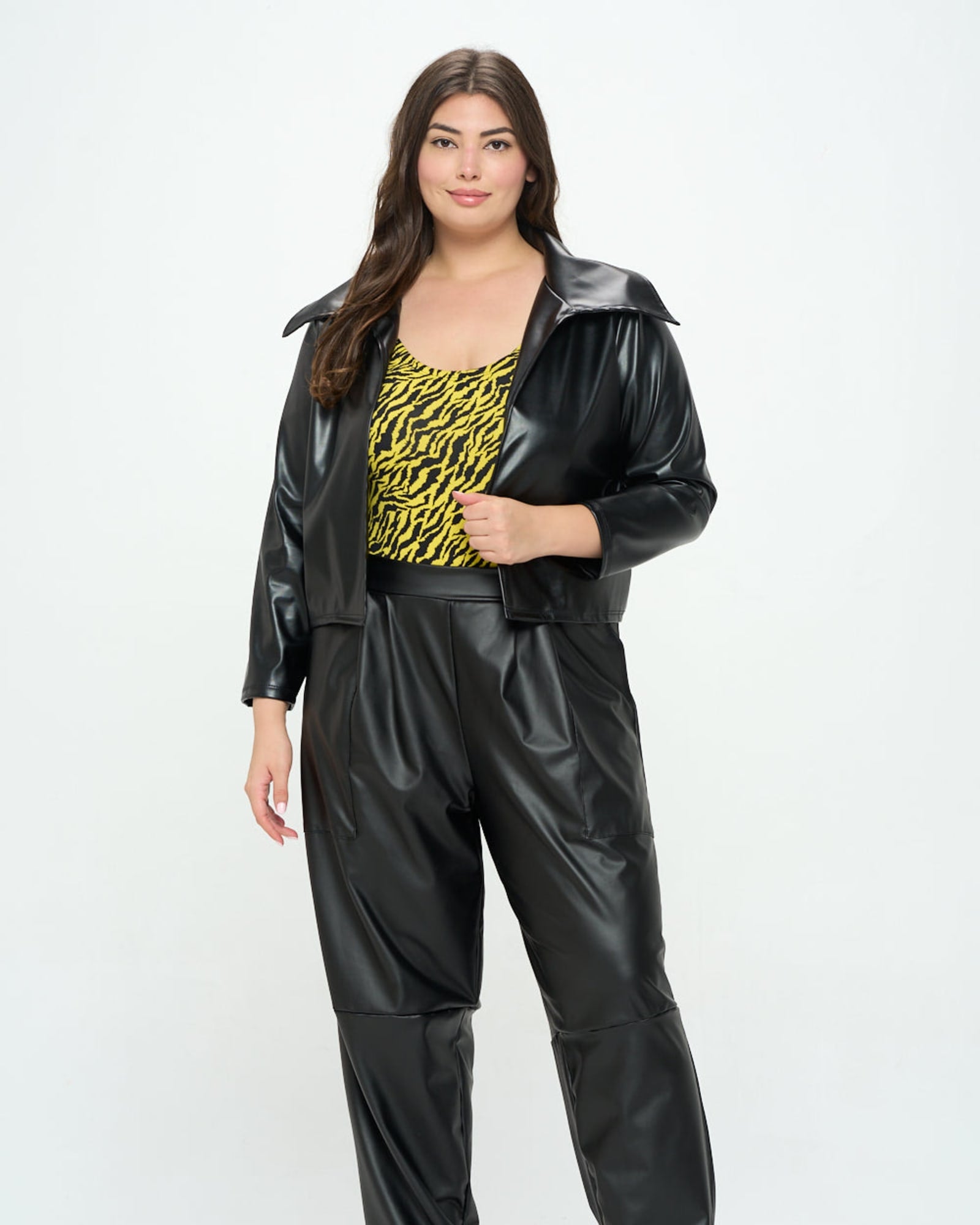 Cropped Leather Jacket For Women