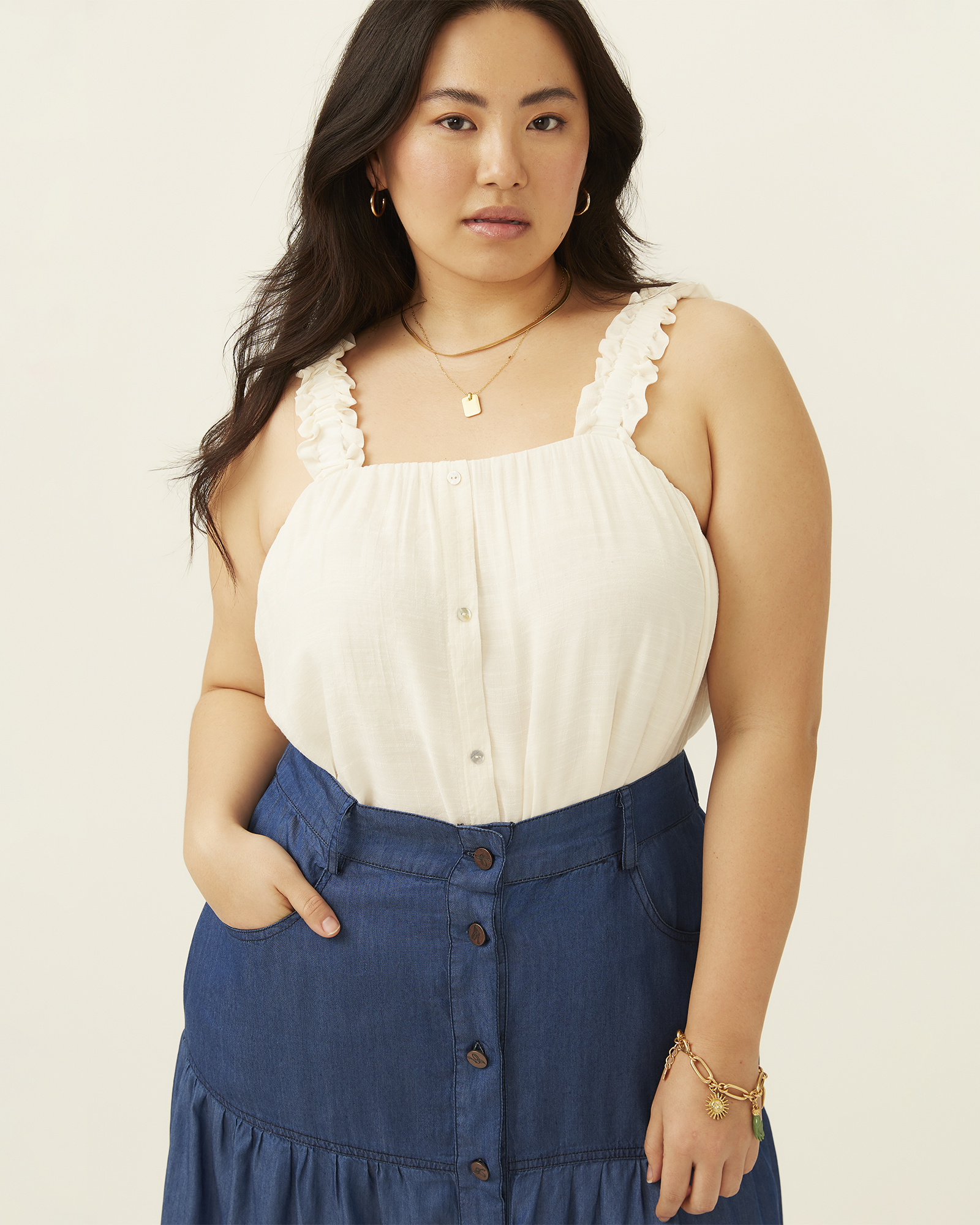 Plus Size Scrunchie Strap Tank