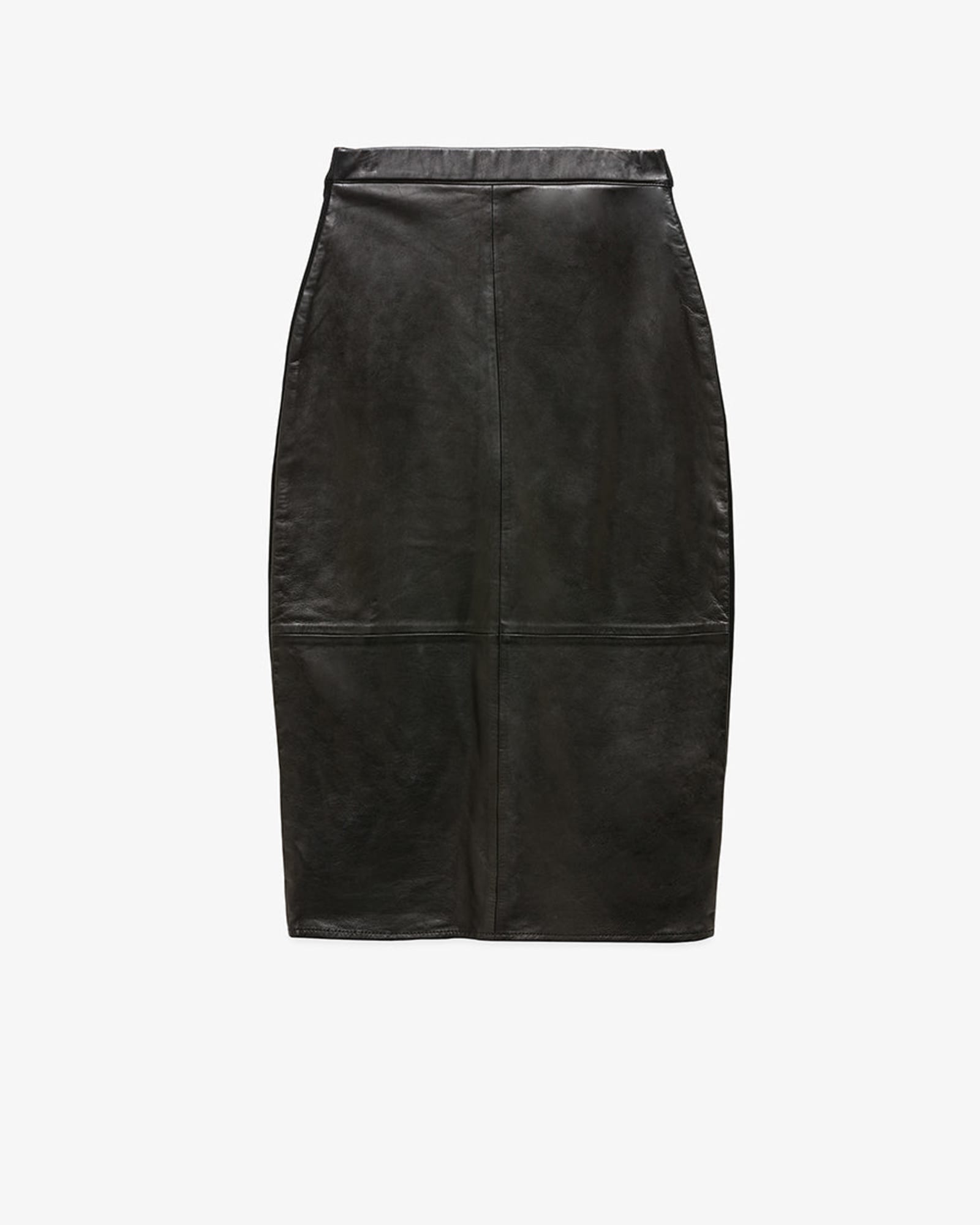 Modern Women's Genuine Lambskin Soft Brown 100% Below Knee Zipper Leather  Skirt