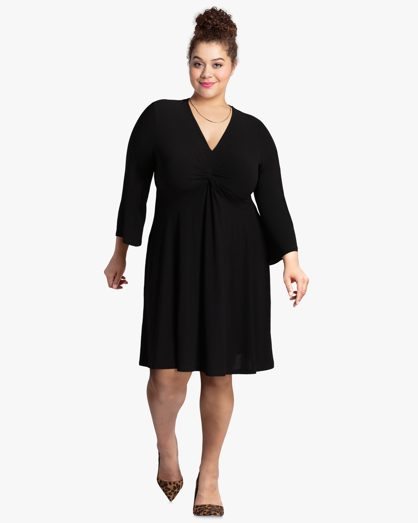 Cecilia Plus Size Knot Front Dress | Black