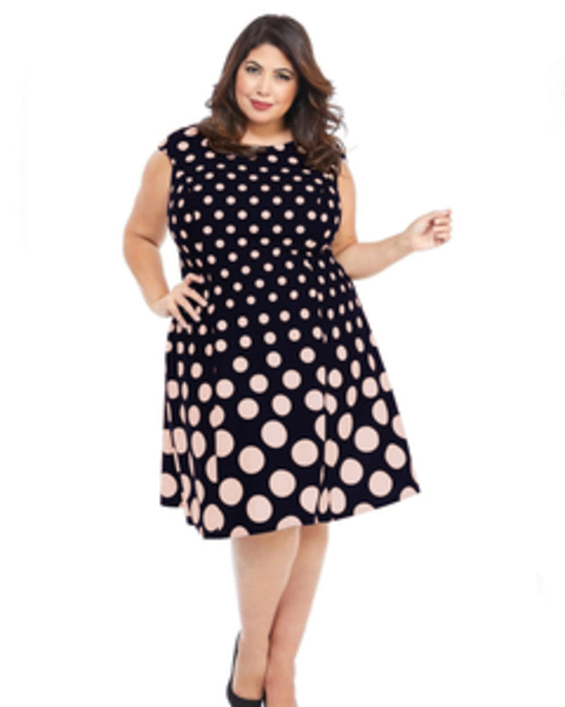 Plus-Size Andra Fit and Flare Dress | BLACK/BLUSH
