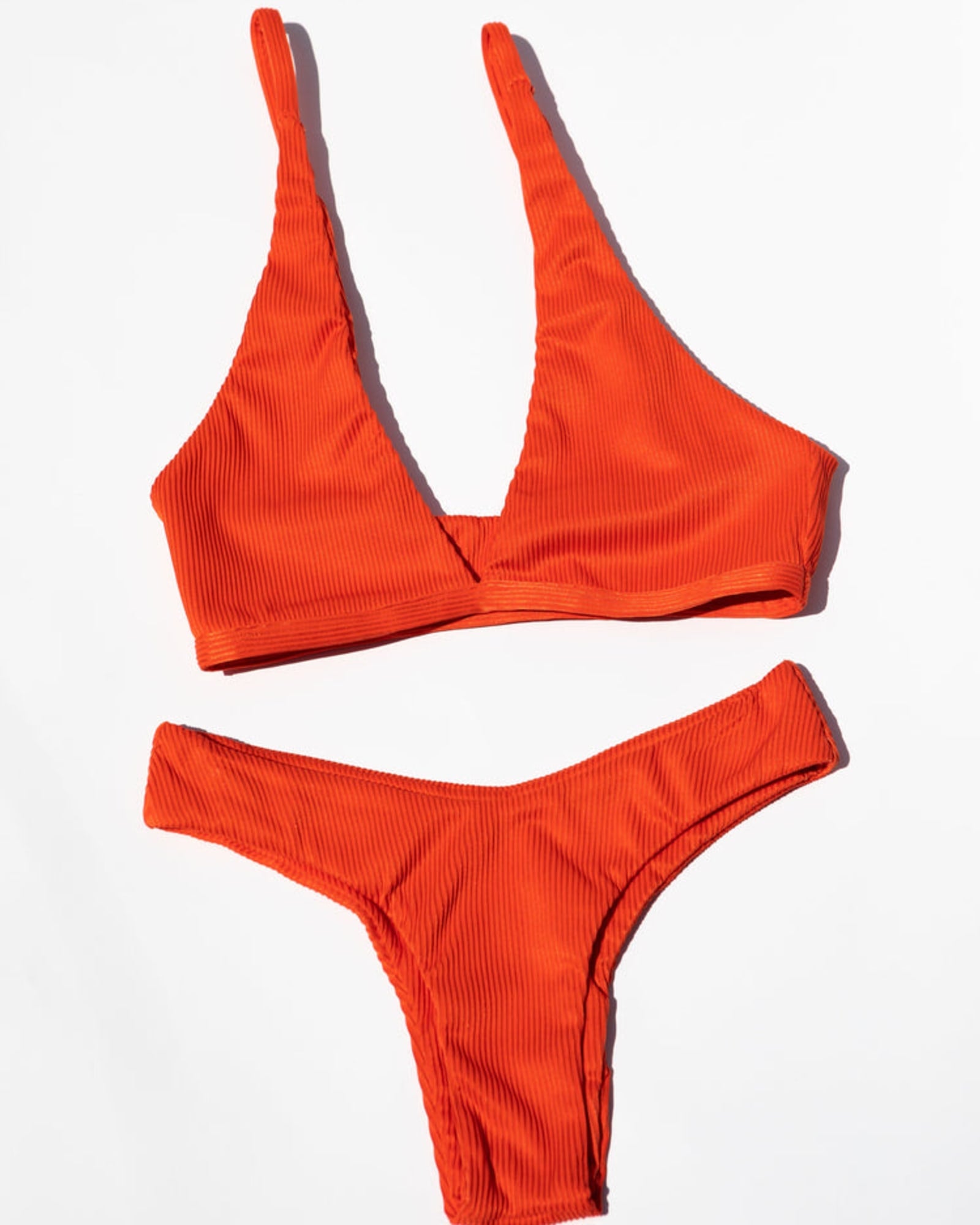 Coral Plunge Bikini Top | Coral