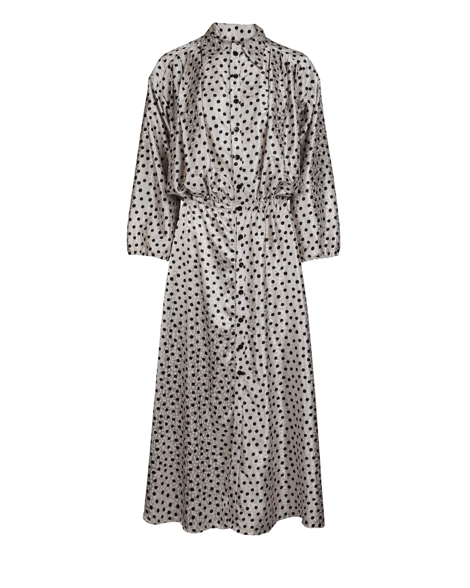 Polka Dot Blouson Dress | White