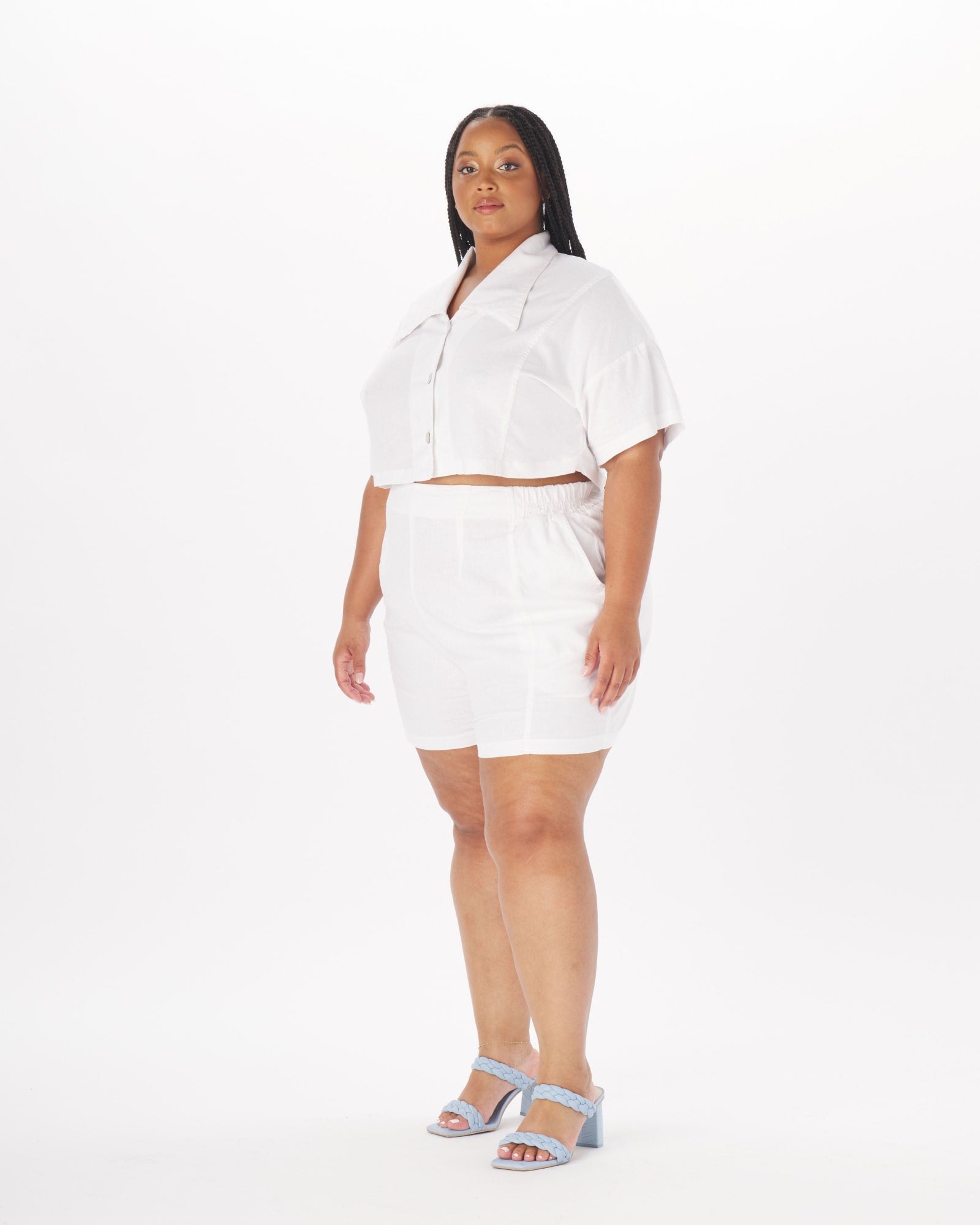 Bobbie Linen Pull-on Short  | White