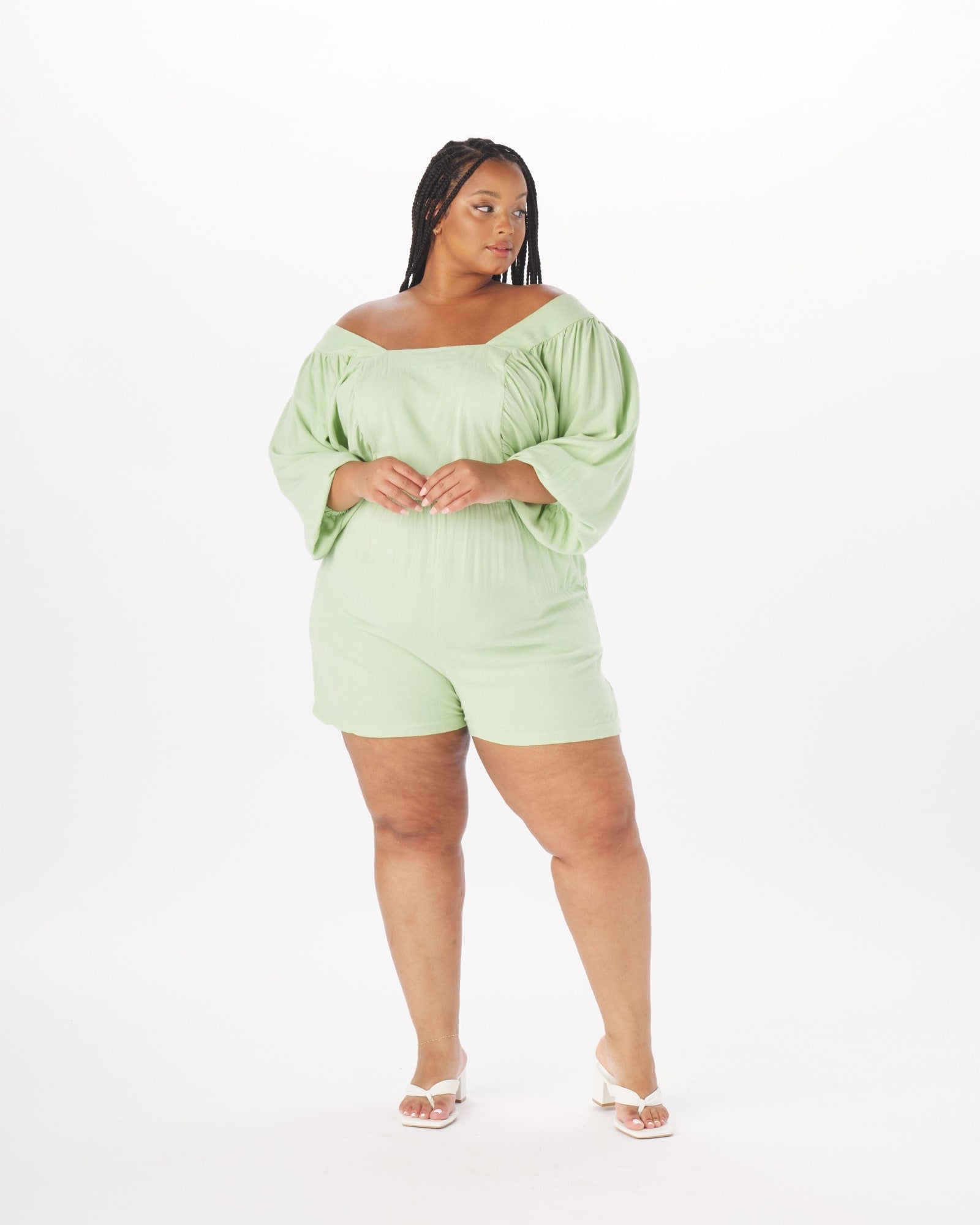 Anna Peasant Romper | Mint