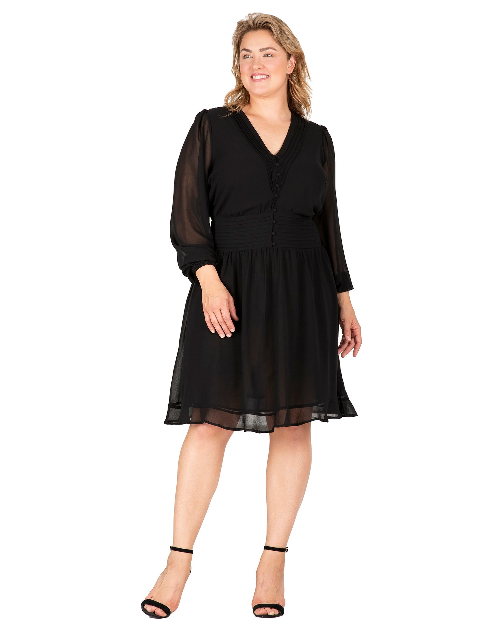 Women's Puff Flowy Sleeves Dreamy Dress | Black