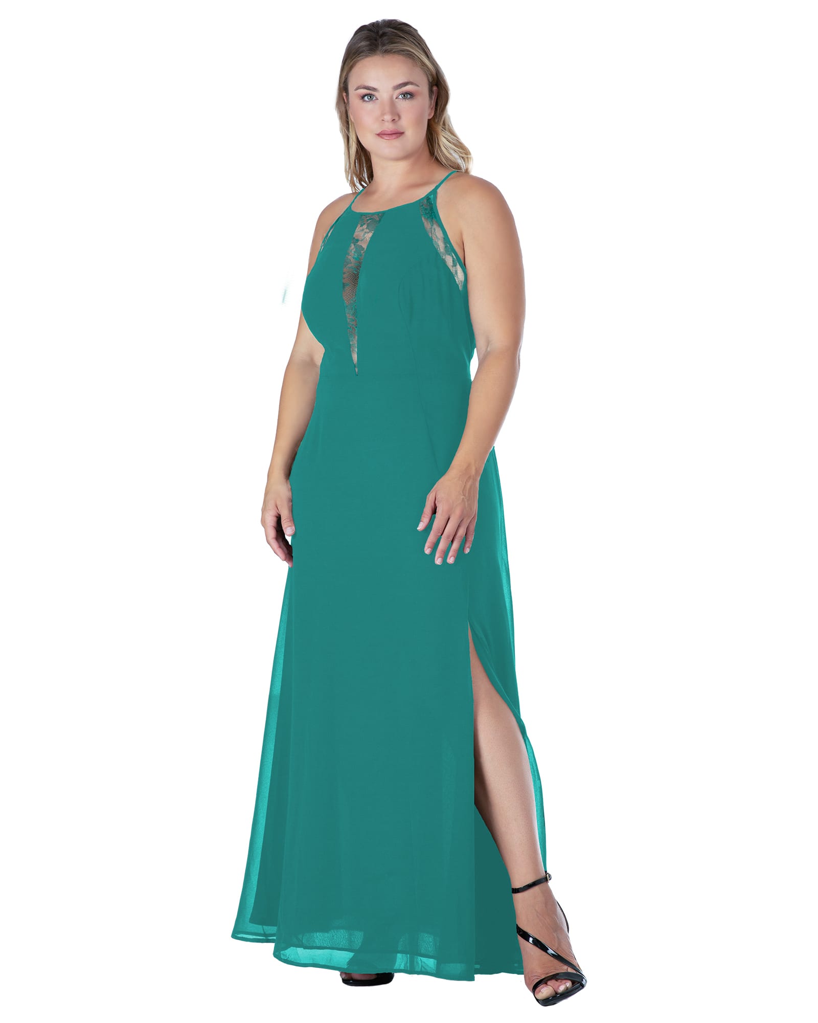 Plus Size Lace Detailed Sleeveless Maxi Dress