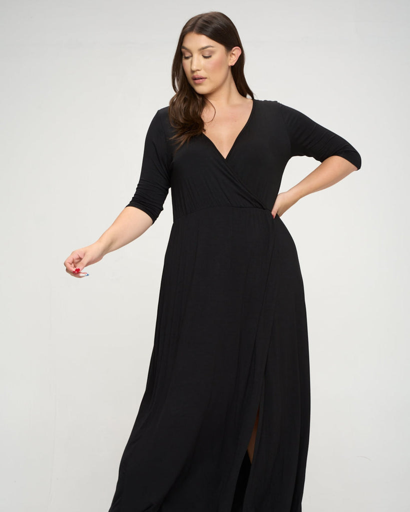 Plus Size Nancy Maxi Wrap Dress | Black