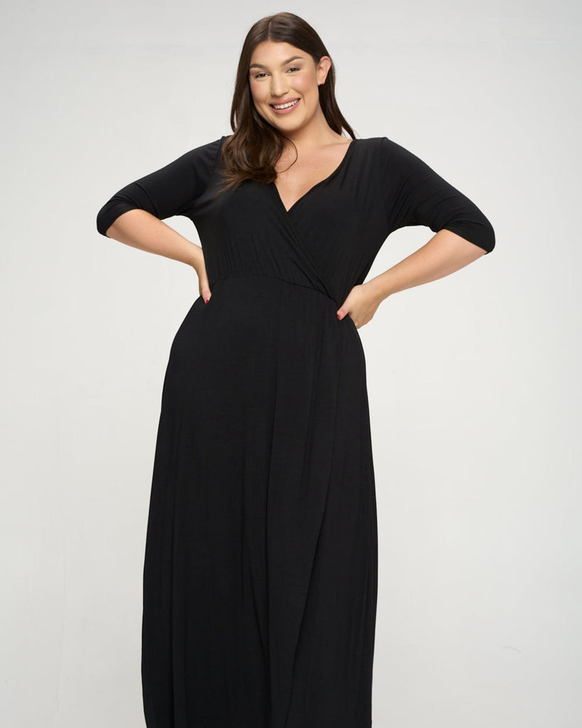 Plus Size Nancy Maxi Wrap Dress | Black