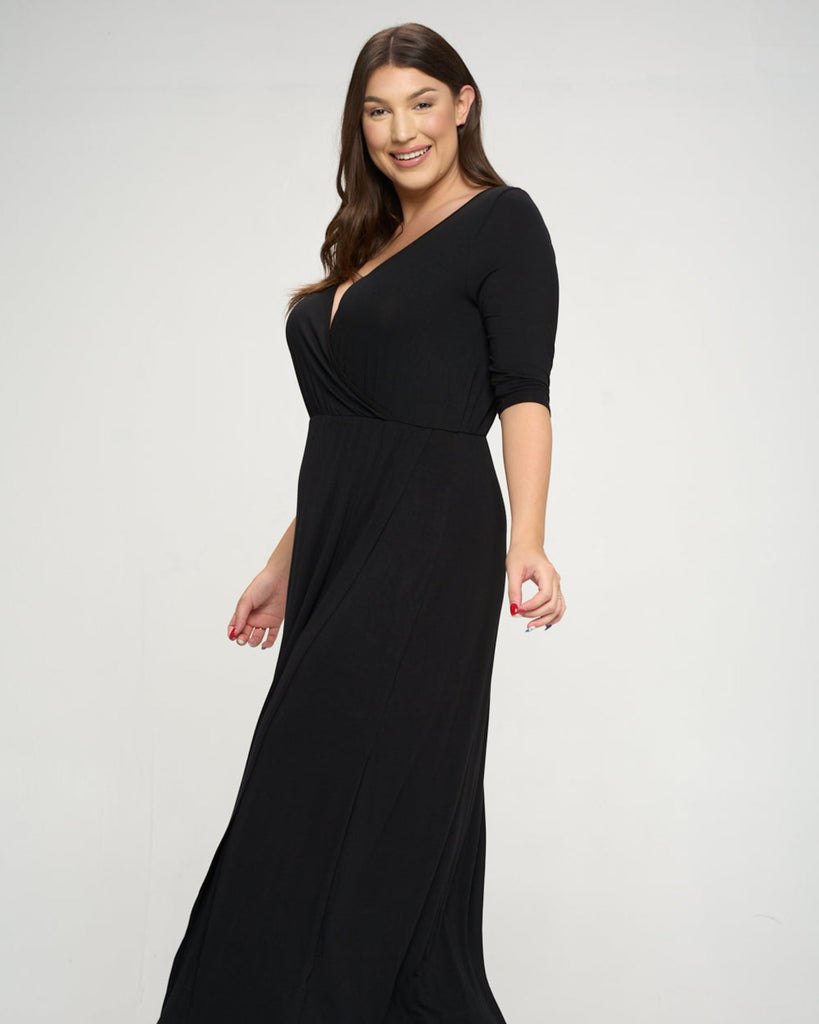 Plus Size Nancy Maxi Wrap Dress | Black