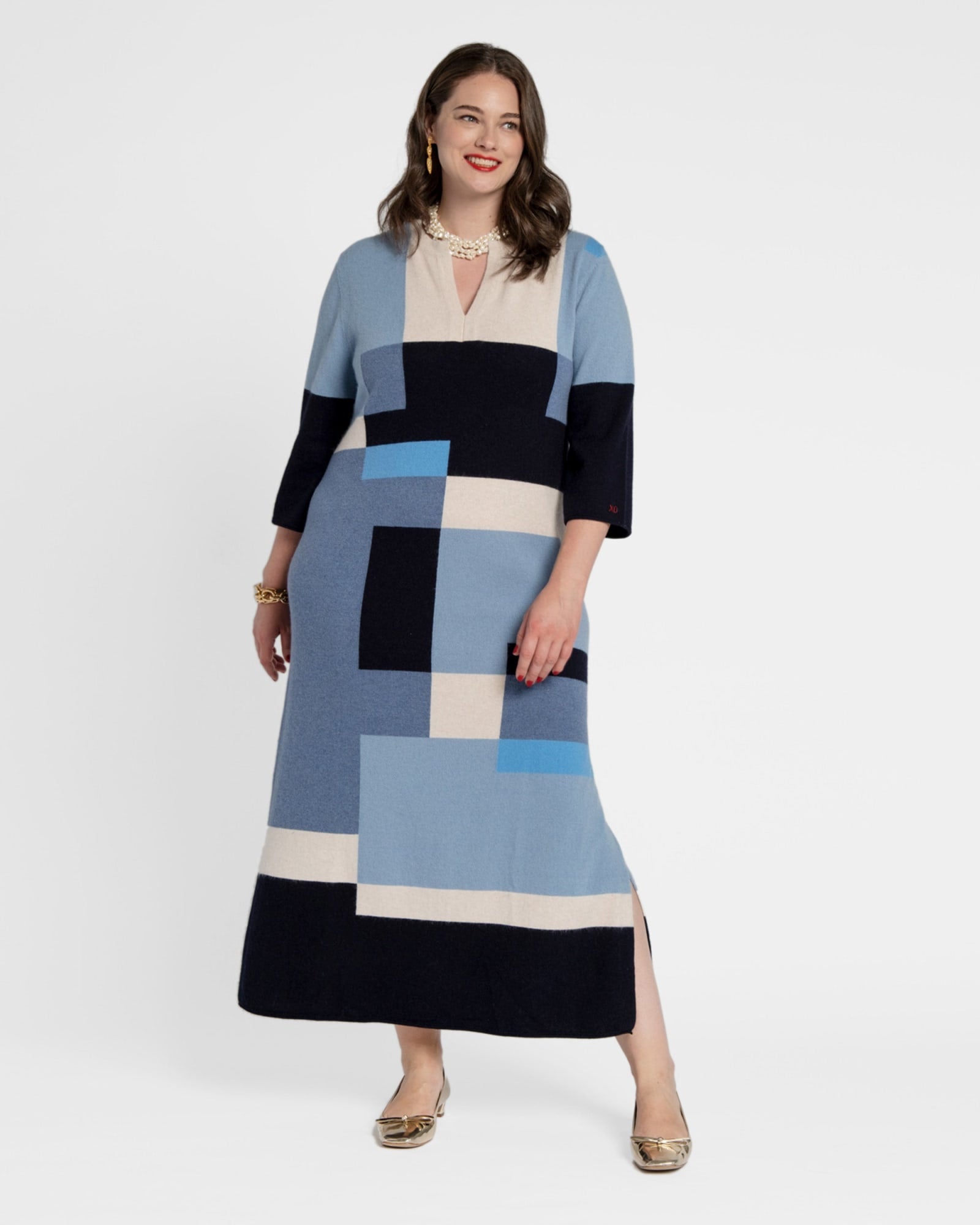 Classic Colorblock Maxi Dress Blue | Multi