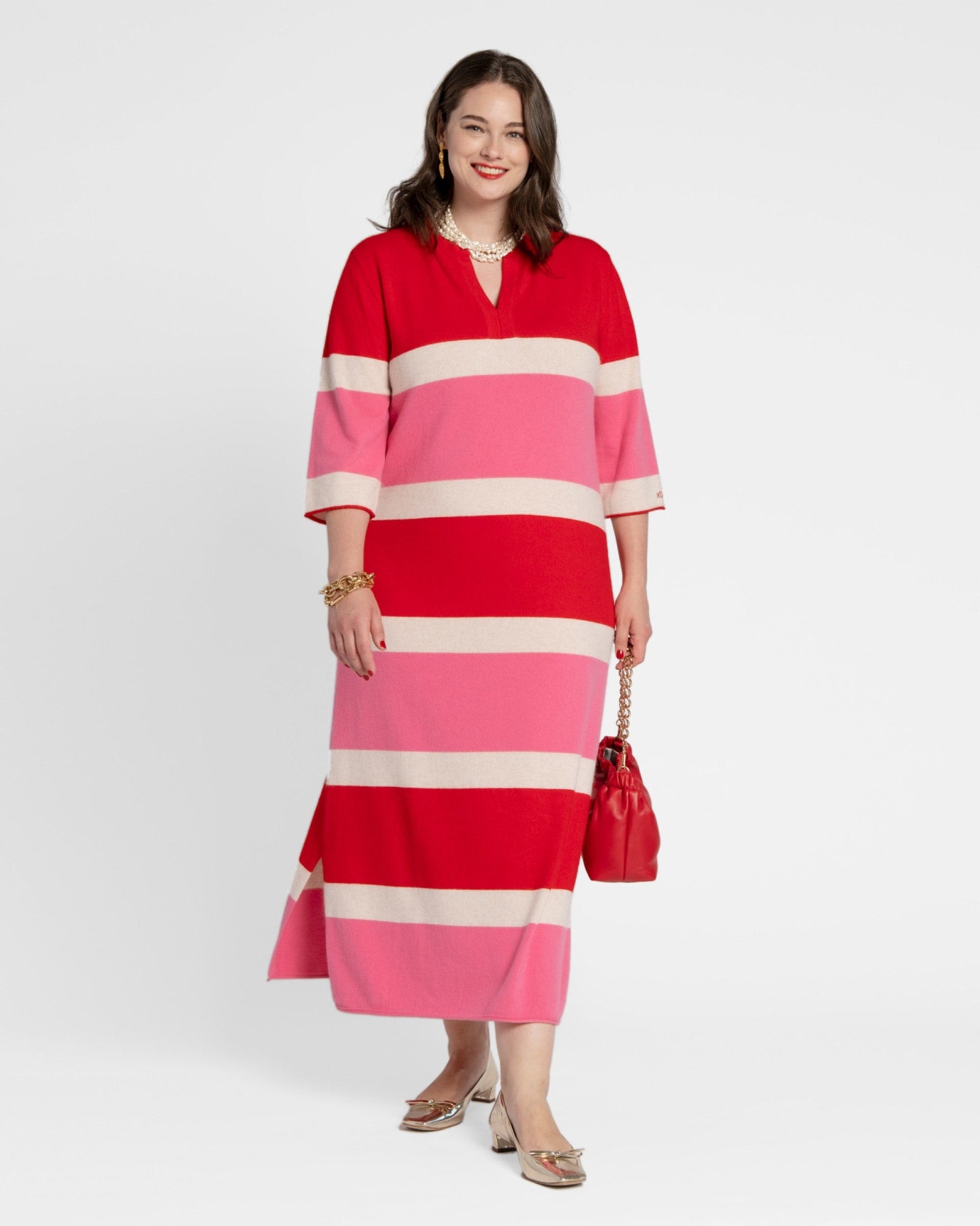 Classic Colorblock Maxi Dress Pink | Multi