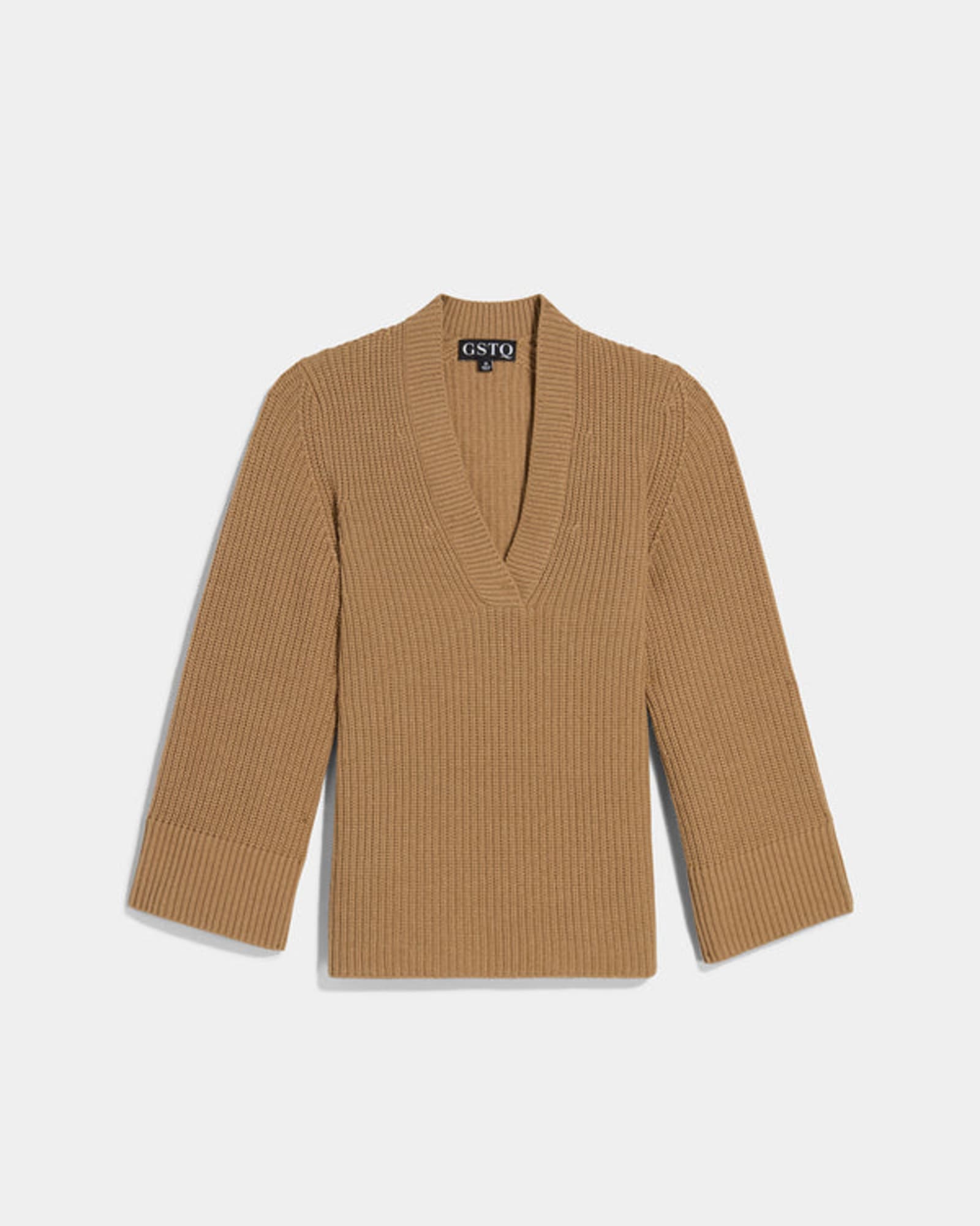 Snap Sleeve V-Neck Sweater | Warm Maple