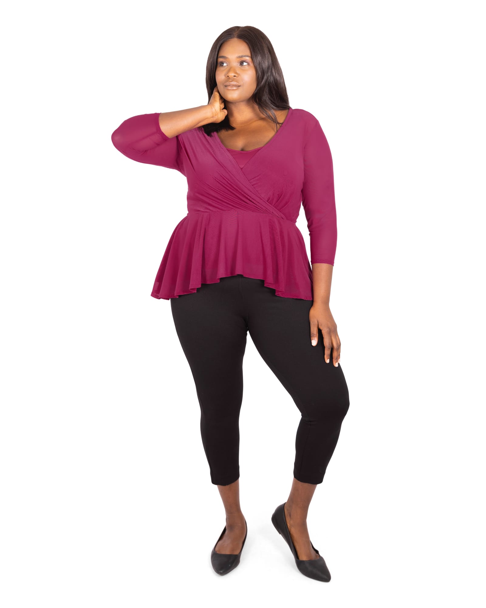 Plus Size V Neck Wrap Blouse