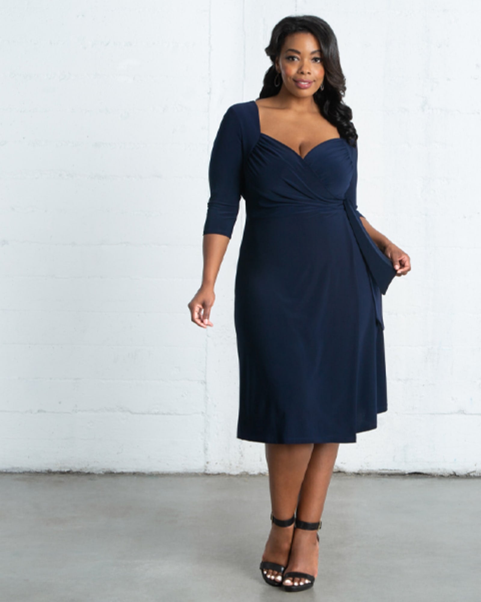 Chrystie Knit Wrap Dress | NAVY BLUE