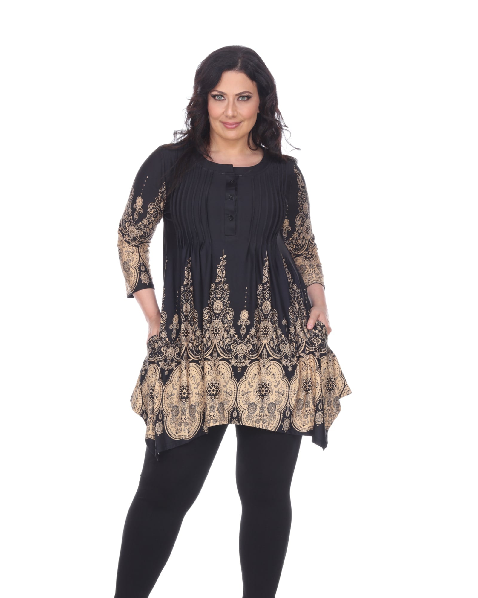 Dulce Tunic Top | Black/Beige