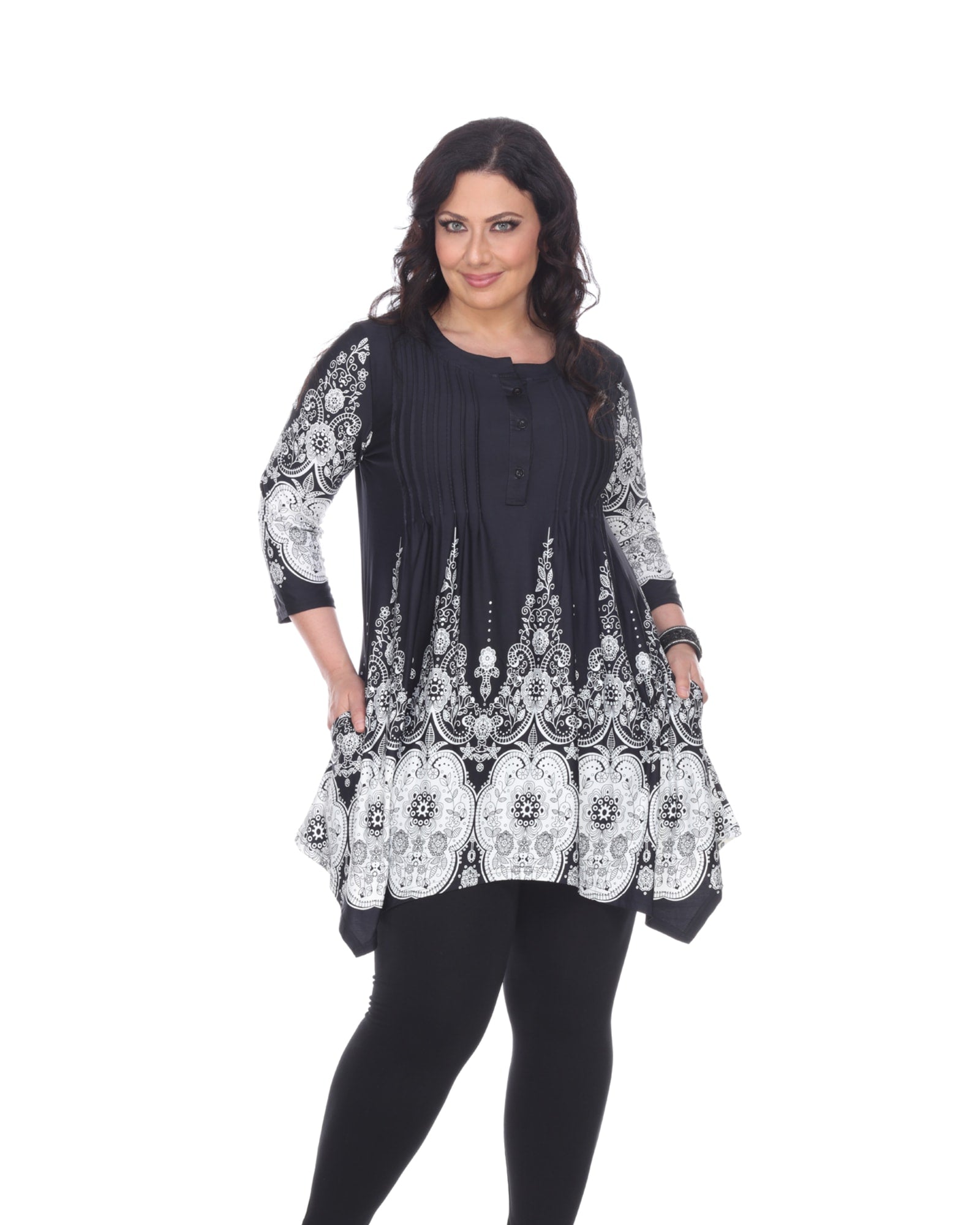 Dulce Tunic Top | Black/White