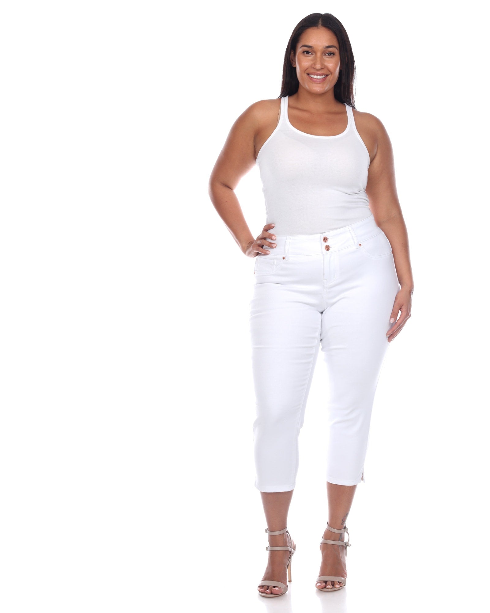 Denim Capri Jean Leggings (Plus Size)  Lyssé New York: Fabric. Fit.  Fashion. – LYSSÉ