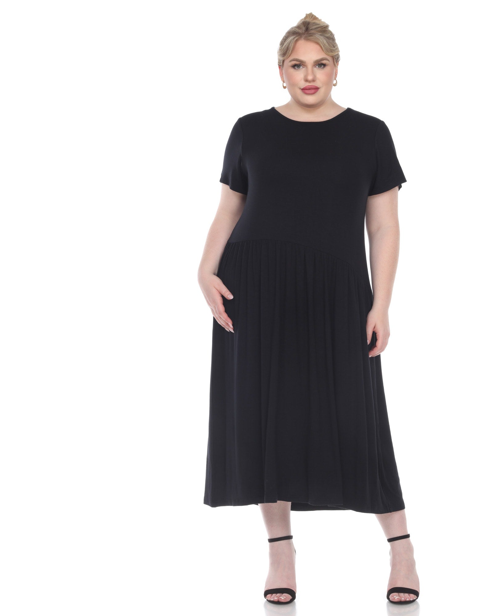 Short Sleeves Maxi Dress | Black