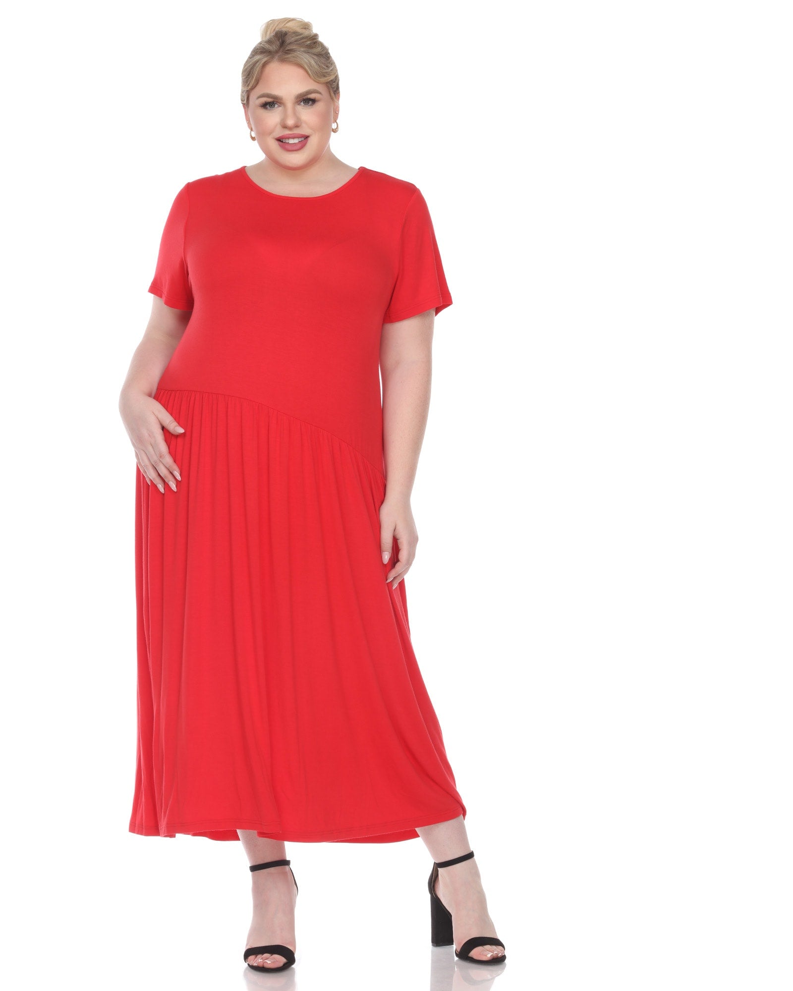 Short Sleeves Maxi Dress | Red