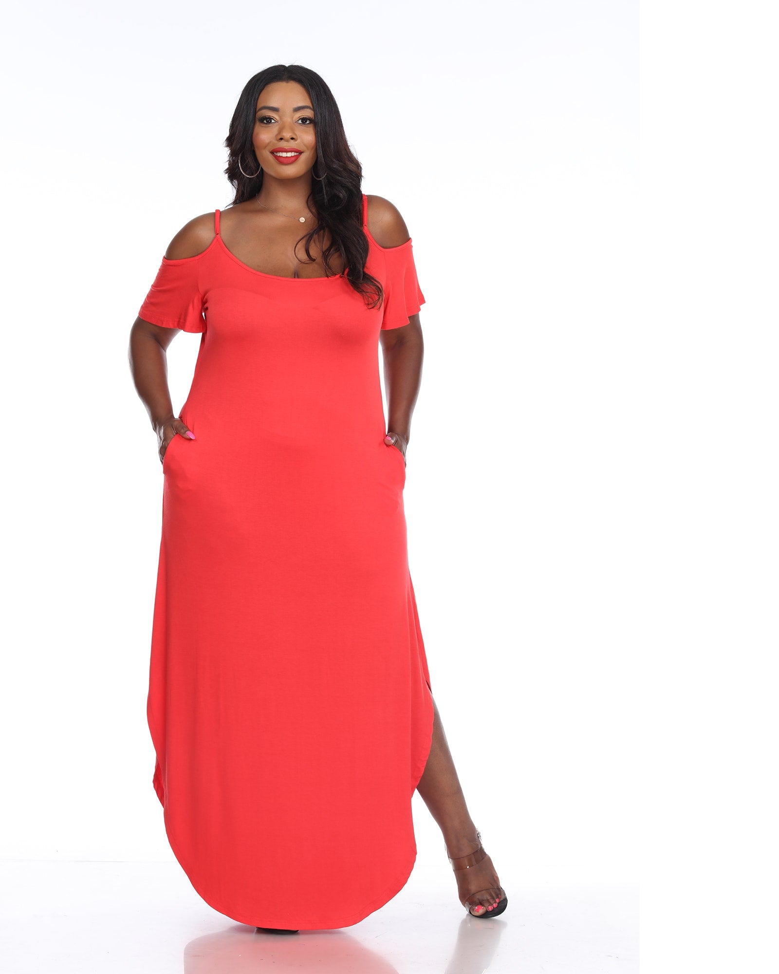 Women's plus size hot sale red maxi dress