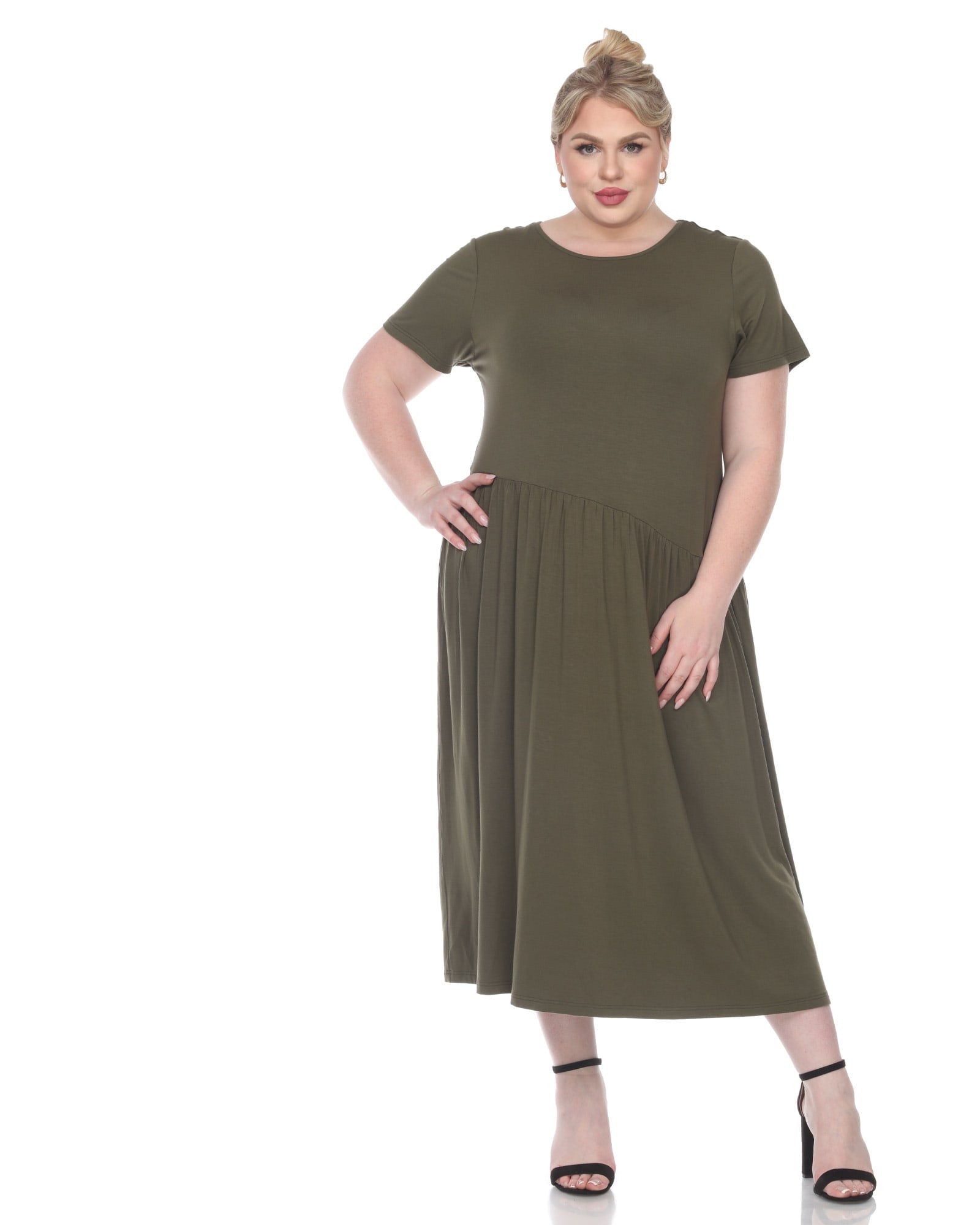 Plus Size - Olive Gauze Flutter Sleeve Skater Dress - Torrid