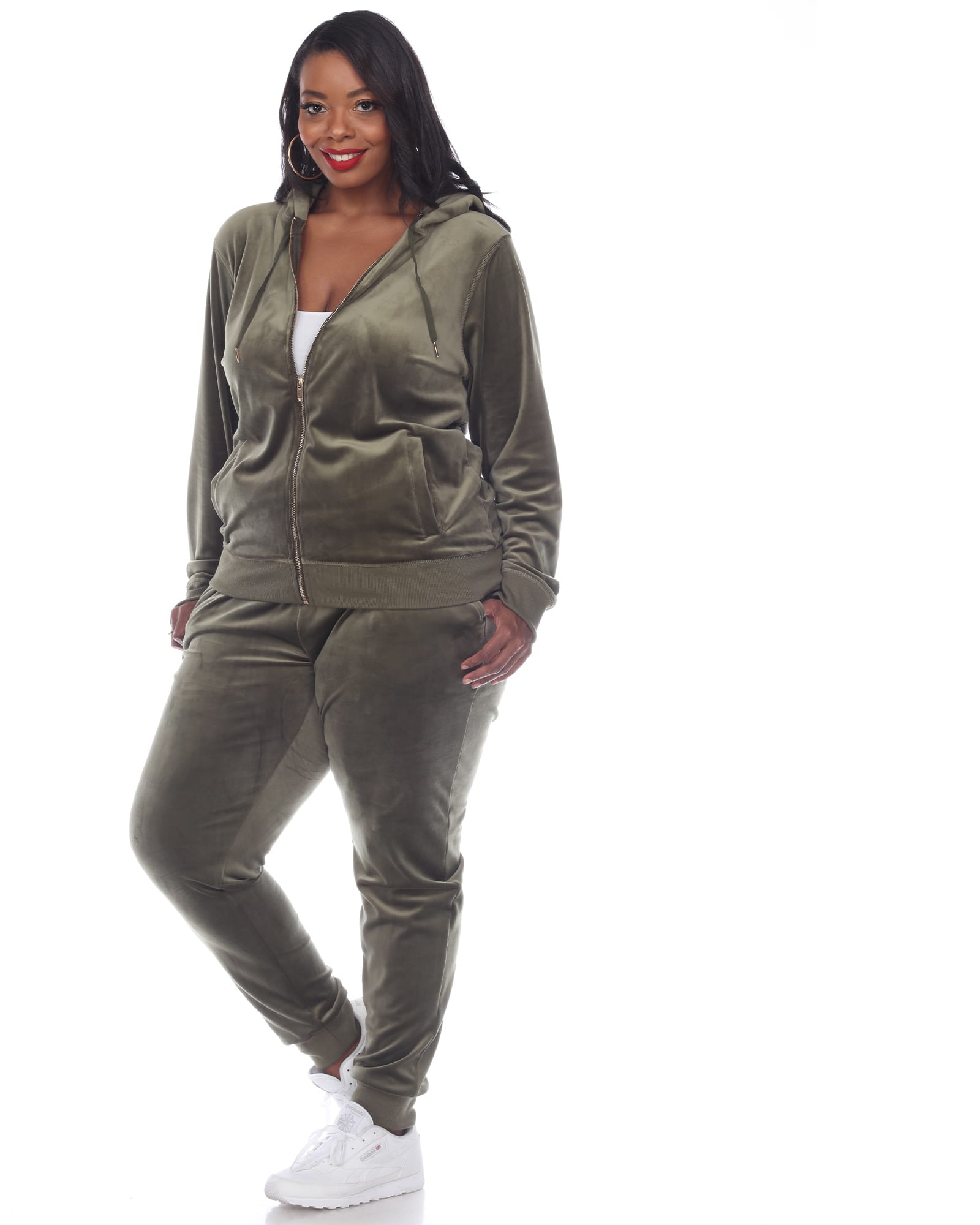 2 Piece Velour Track Suit | Olive