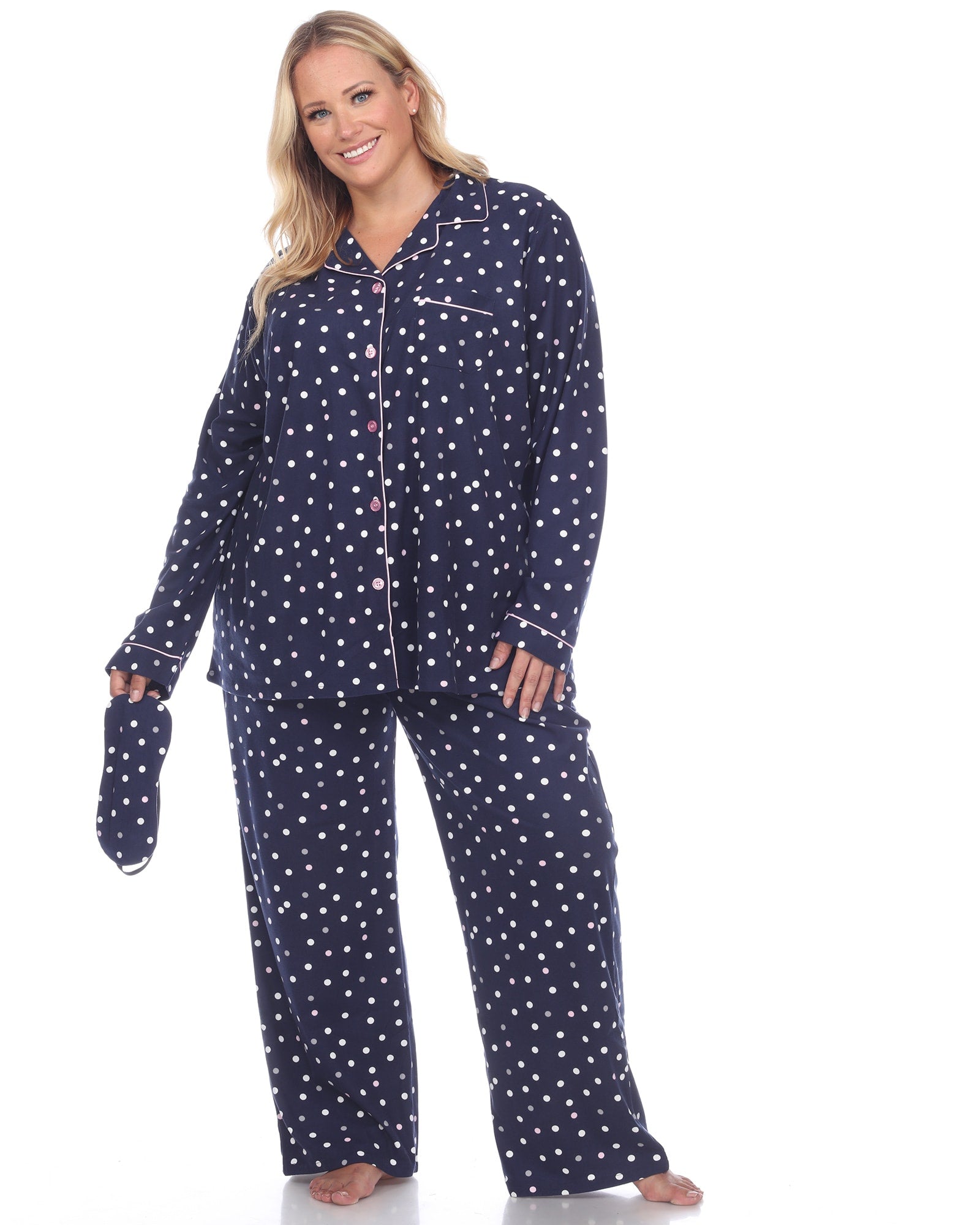 3 Piece Pajama Set | Navy Polka Dots