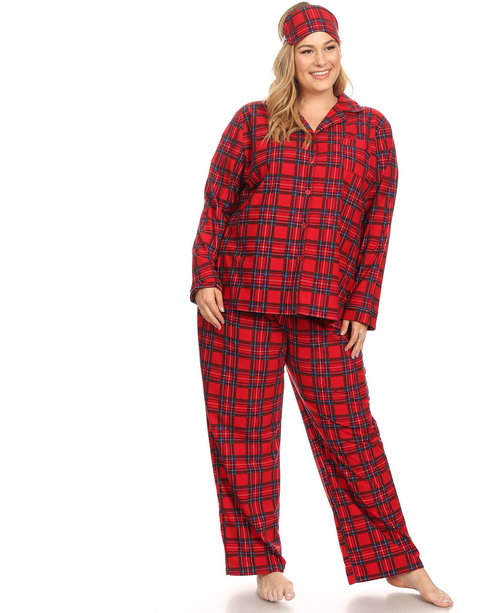 3 Piece Pajama Set | Red Plaid