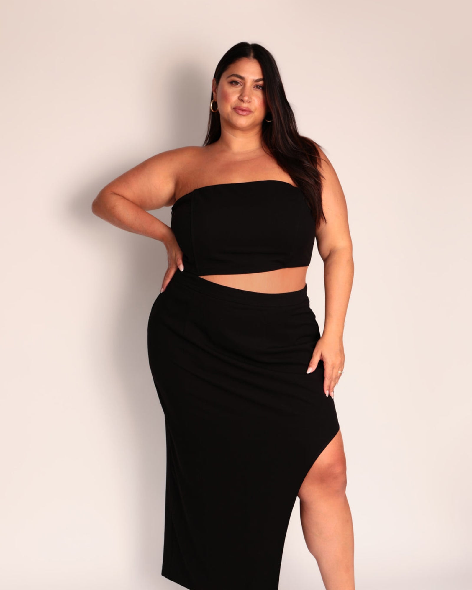 Black Plus Size Asymmetric Dress