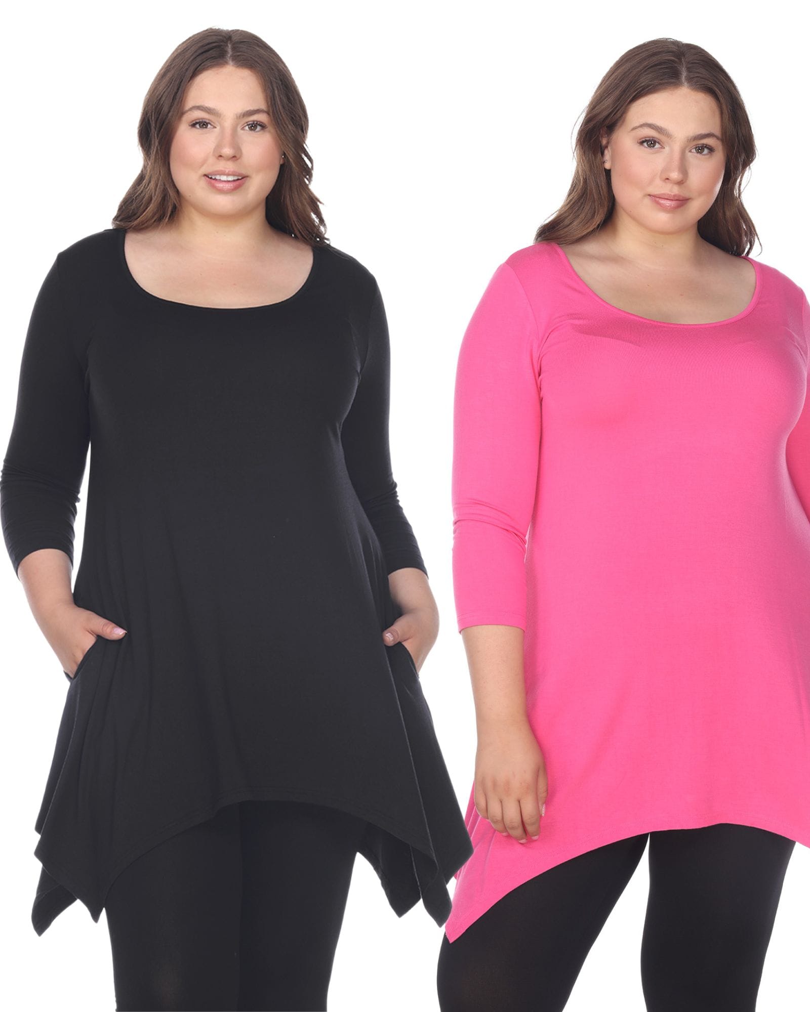 Essential Makayla 2-Pack Tunic Top | Black Fuchsia