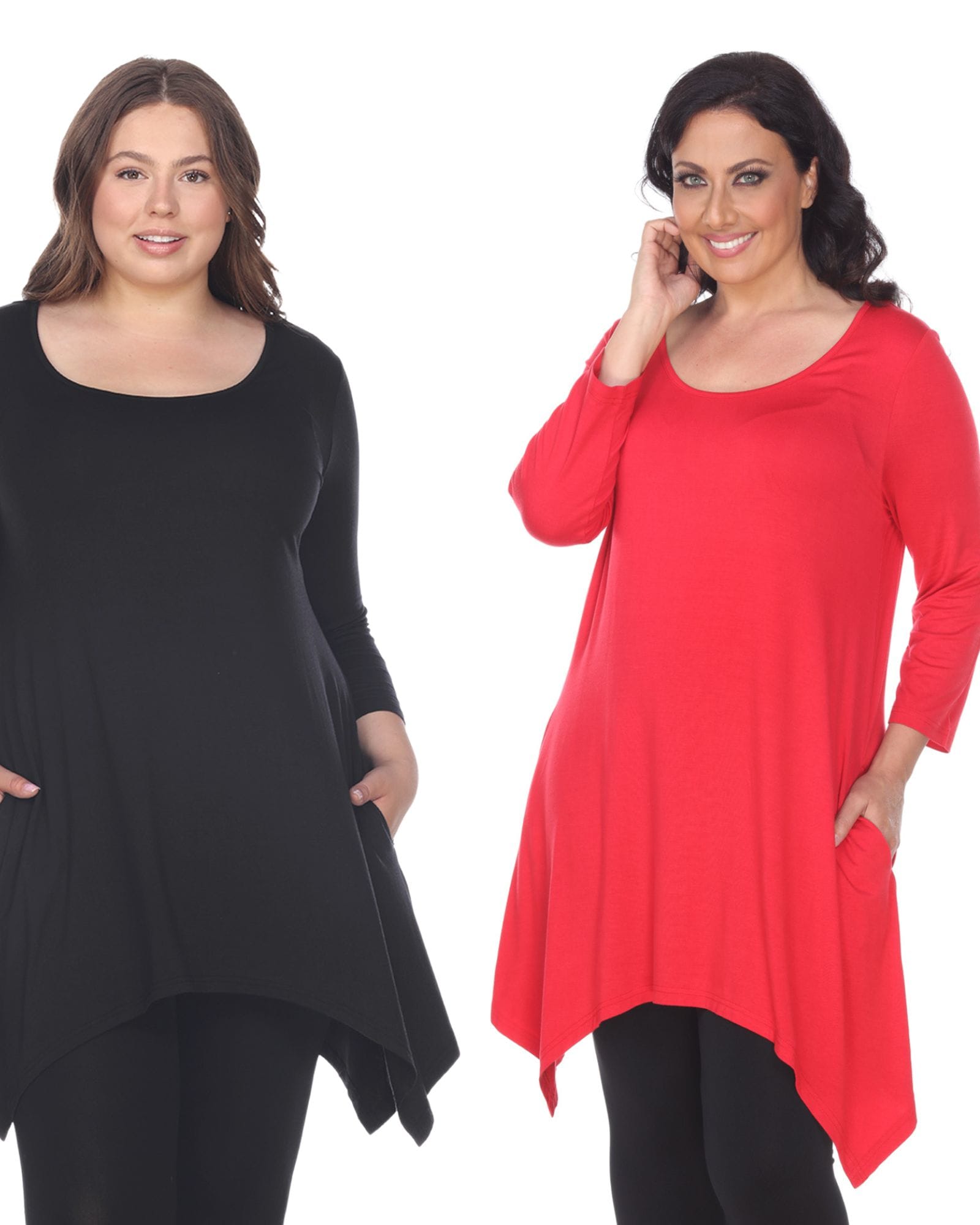 Essential Makayla 2-Pack Tunic Top | Black Red