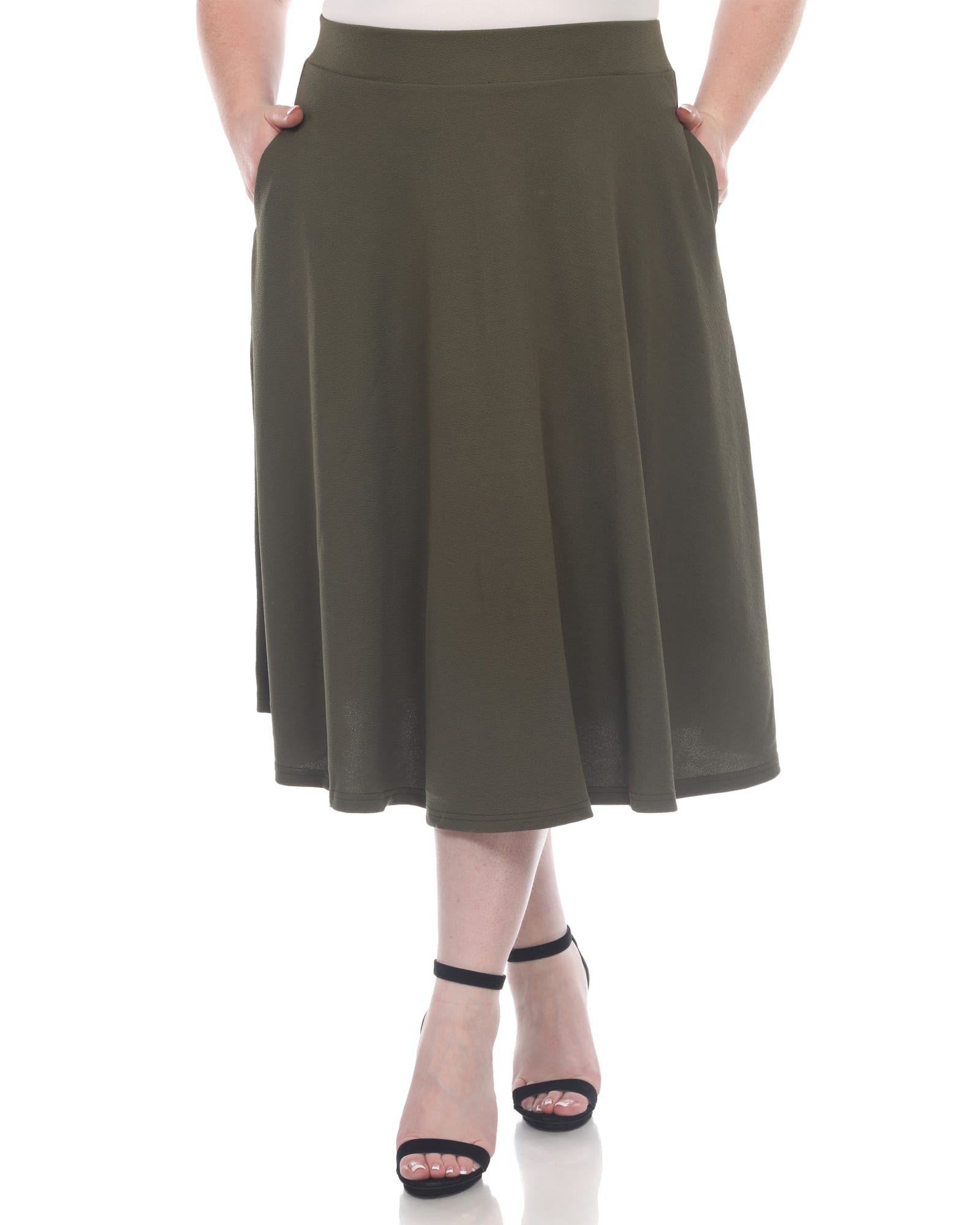Plus Size Flare Midi Skirt