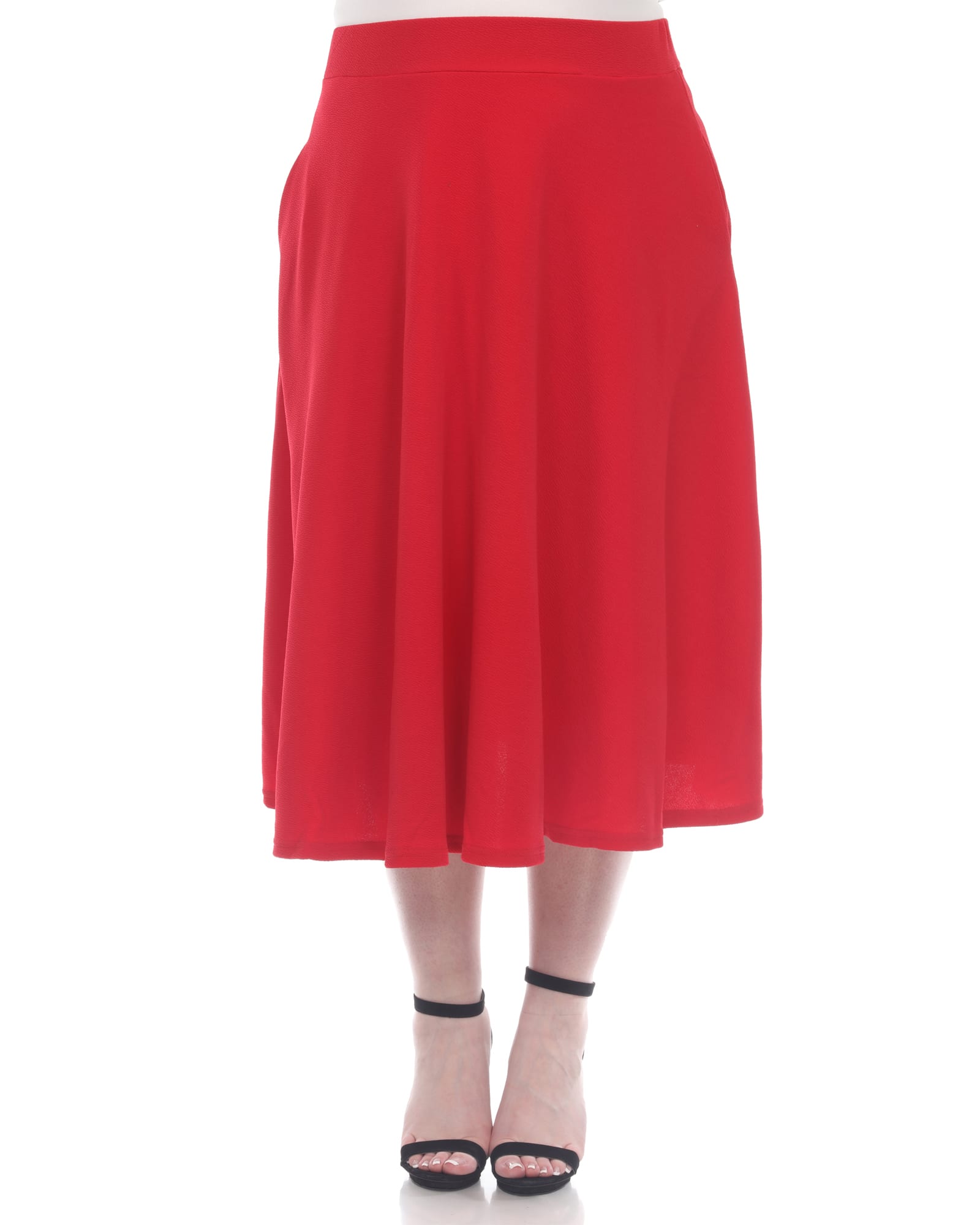 Tasmin Flare Midi Skirt | Red
