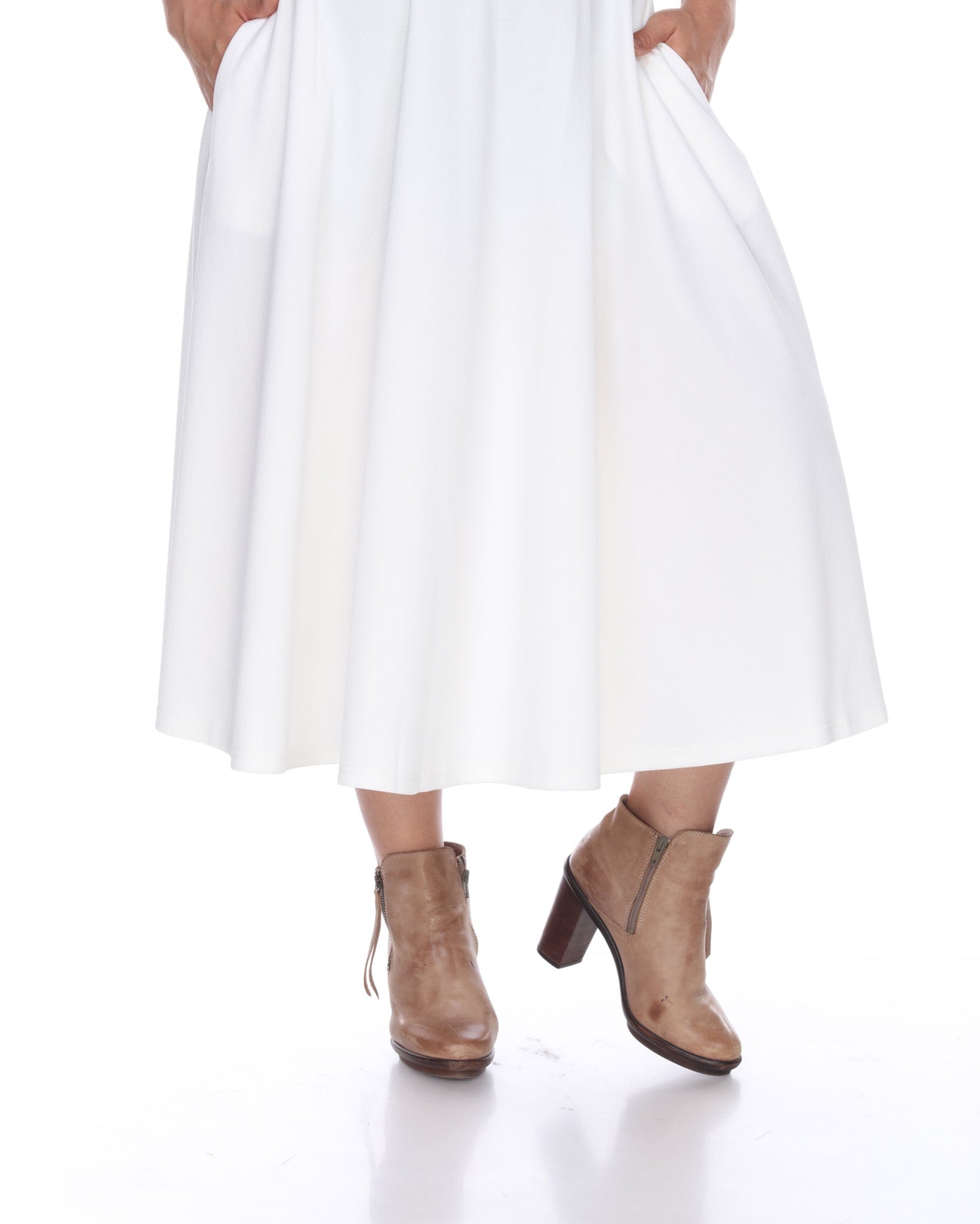 Tasmin Flare Midi Skirt | White