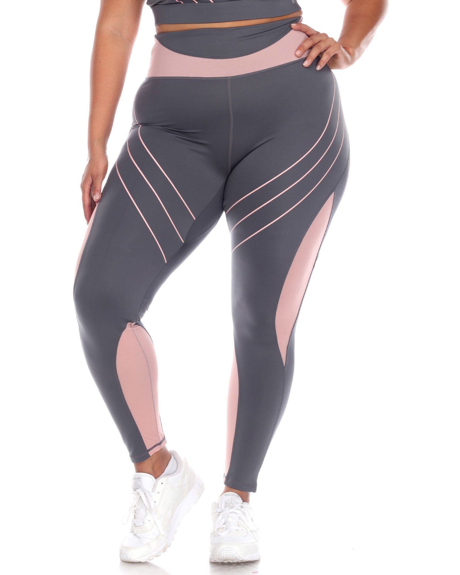 High-Waist Reflective Piping Fitness Leggings | Charcoal
