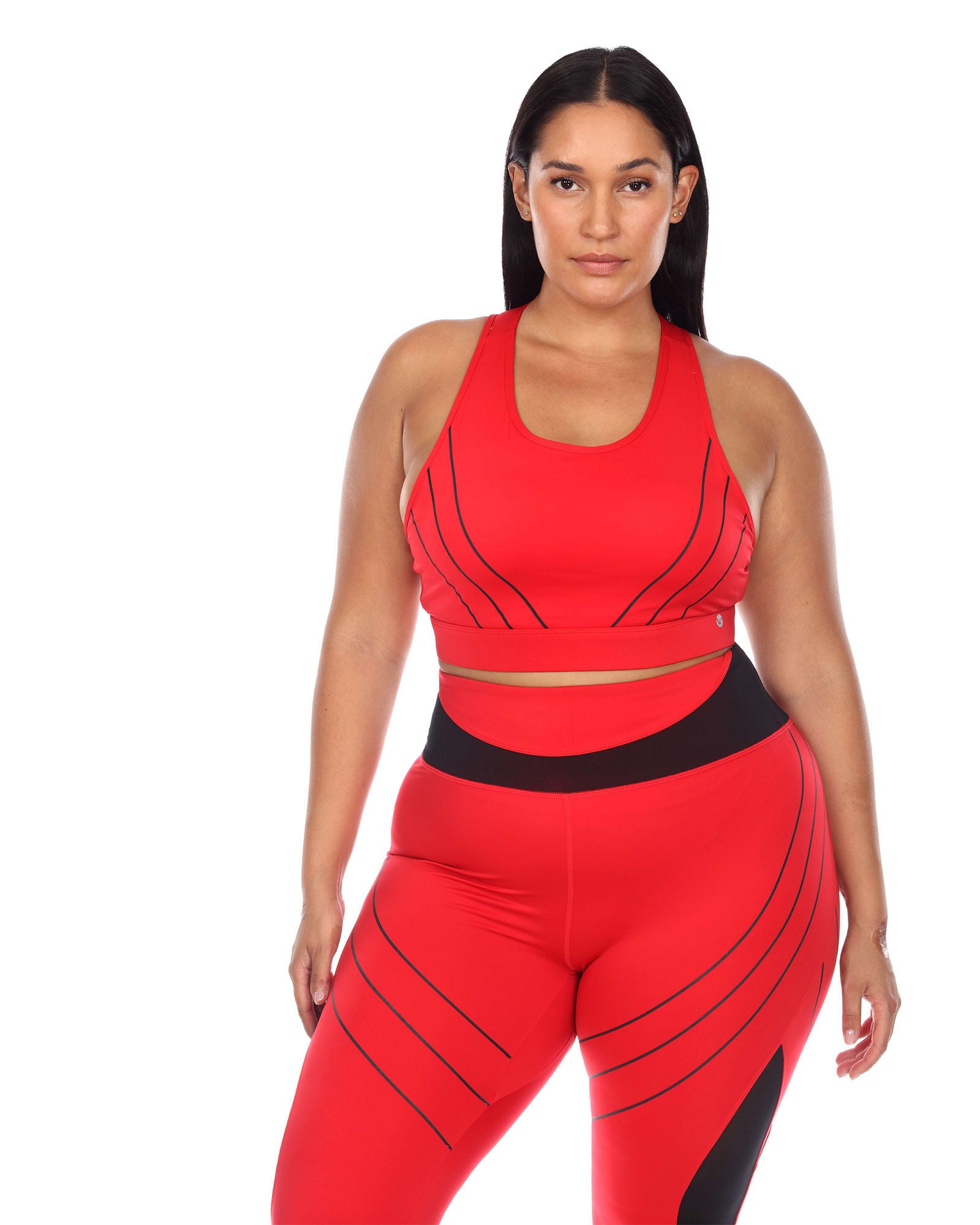 Cut Out Back Mesh Sports Bra | Red