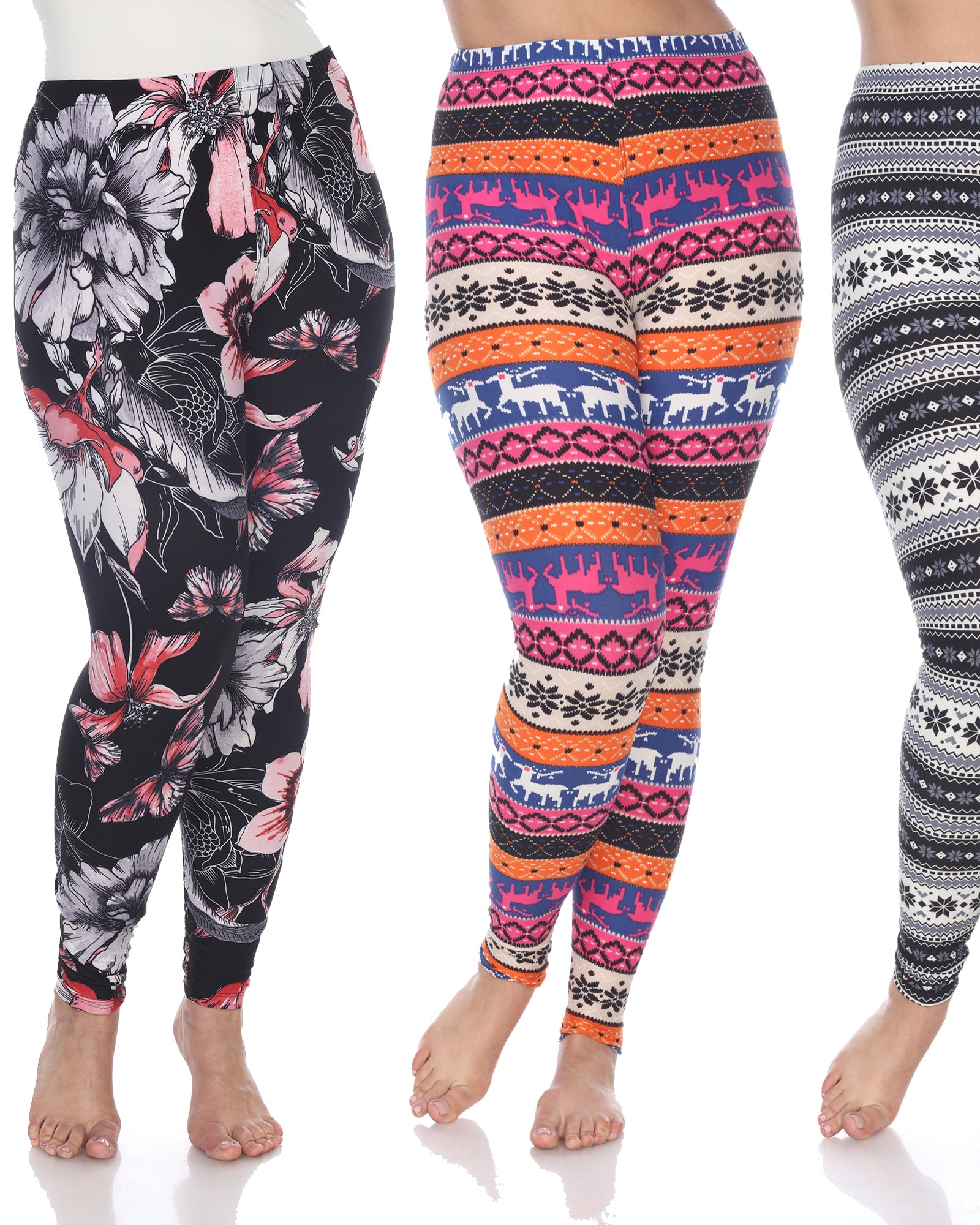 Pack of 3 Printed Leggings | PACK 177 - Black