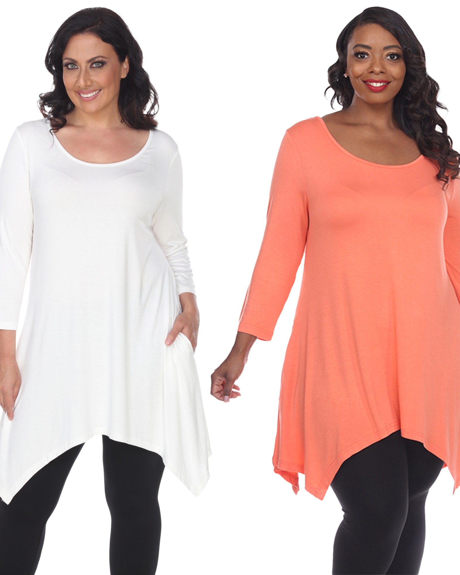Essential  White Makayla 2-Pack Tunic Top | White Coral