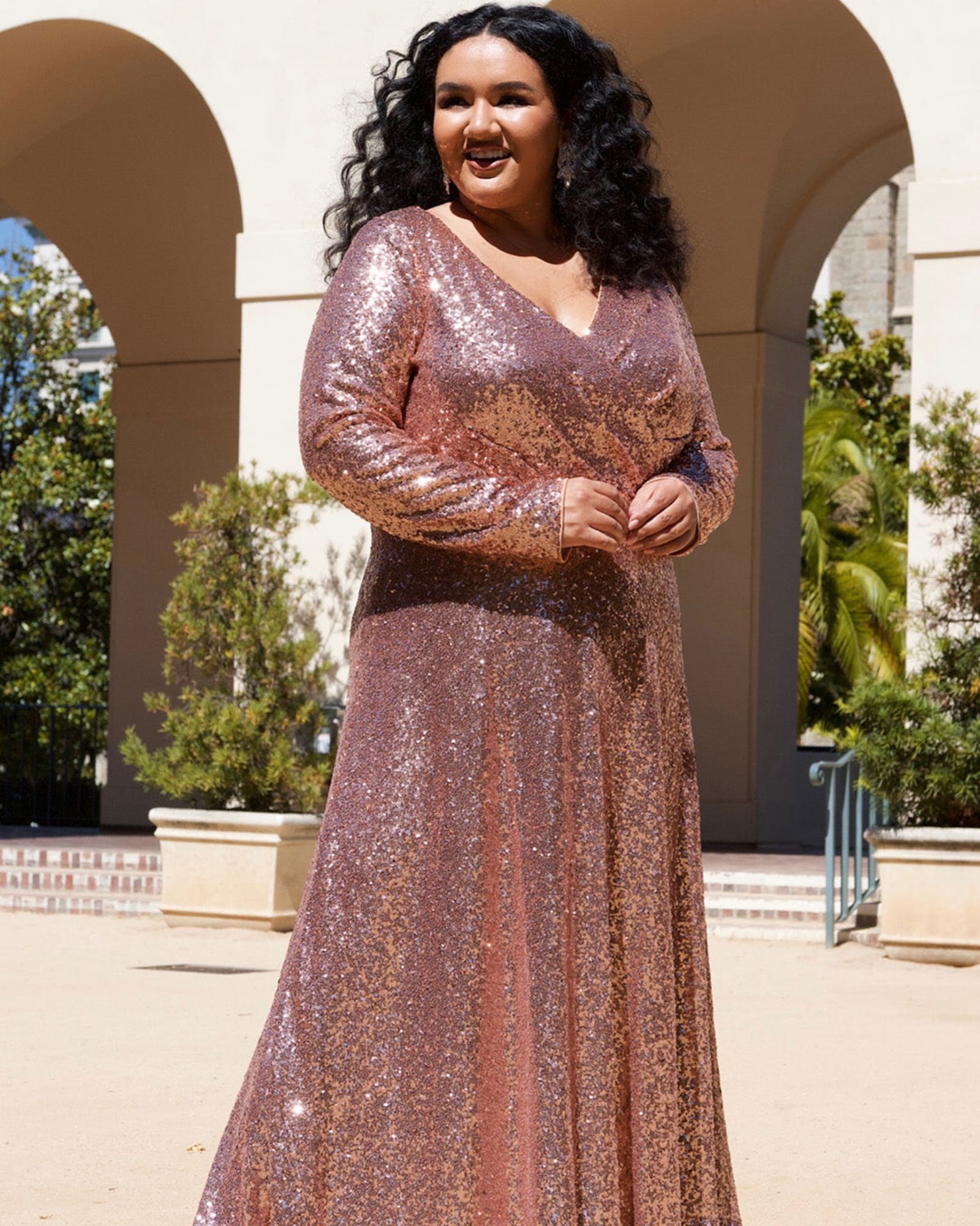 Plus Size Rose Gold Evening Dress