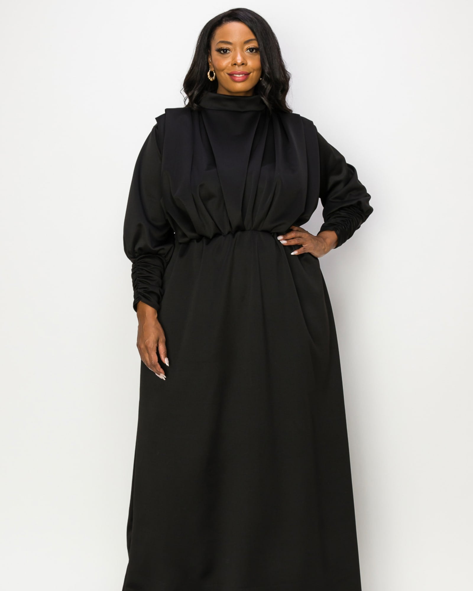Laufey Pleated Bodice Maxi Dress | Black