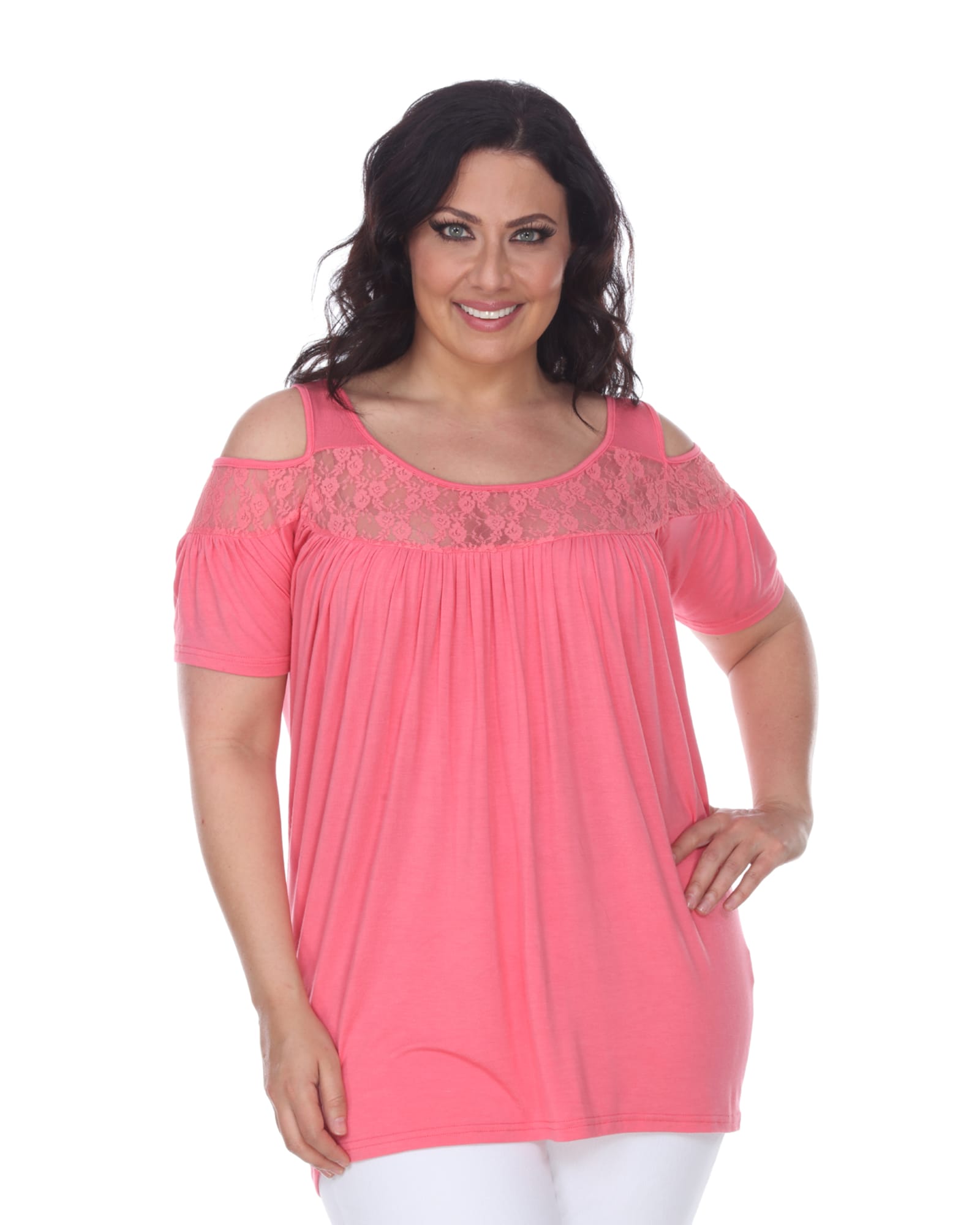 Bexley Lace Tunic Top | Coral
